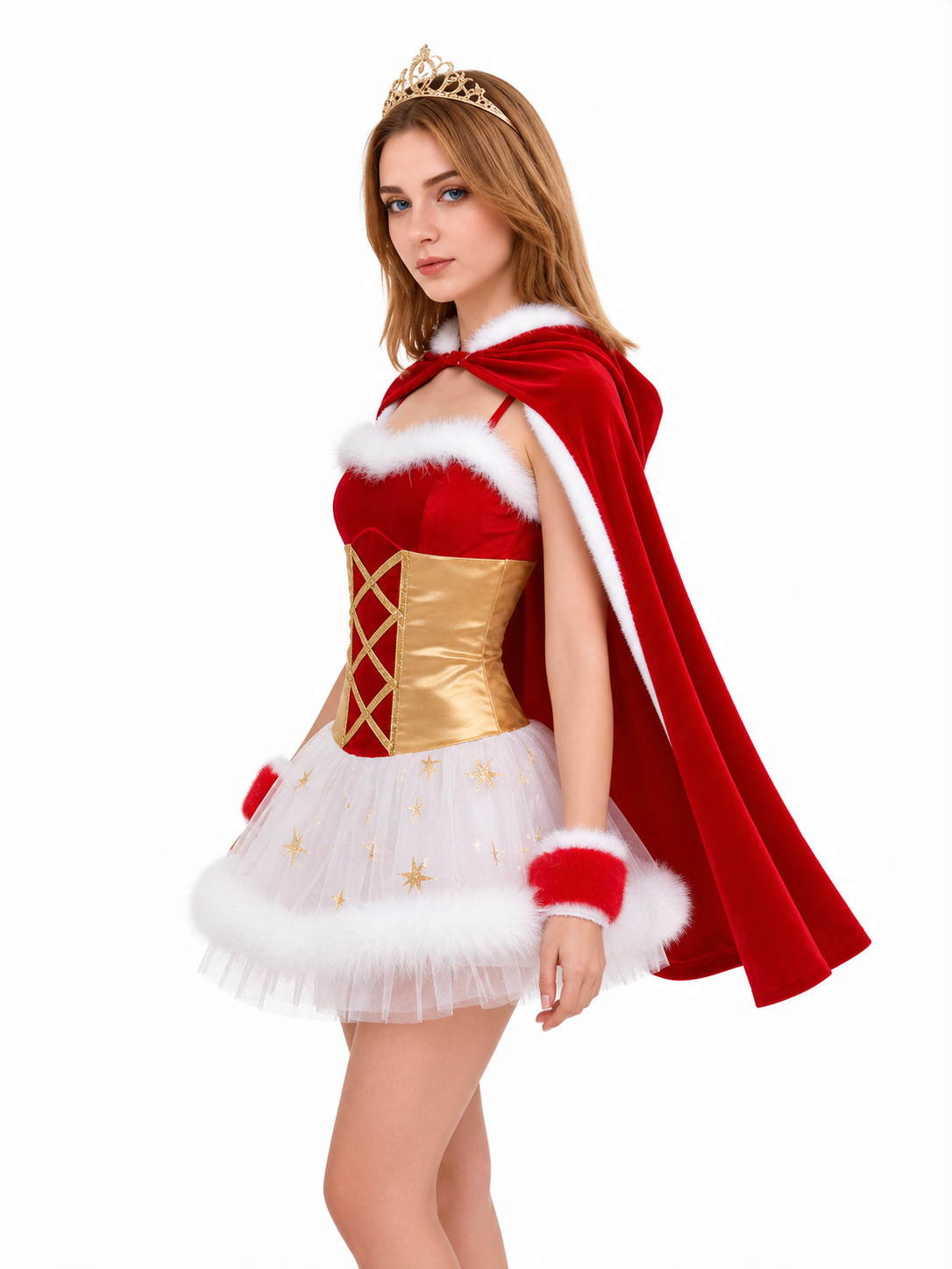 Dressy Red Dress with Cape for a Holiday Party
