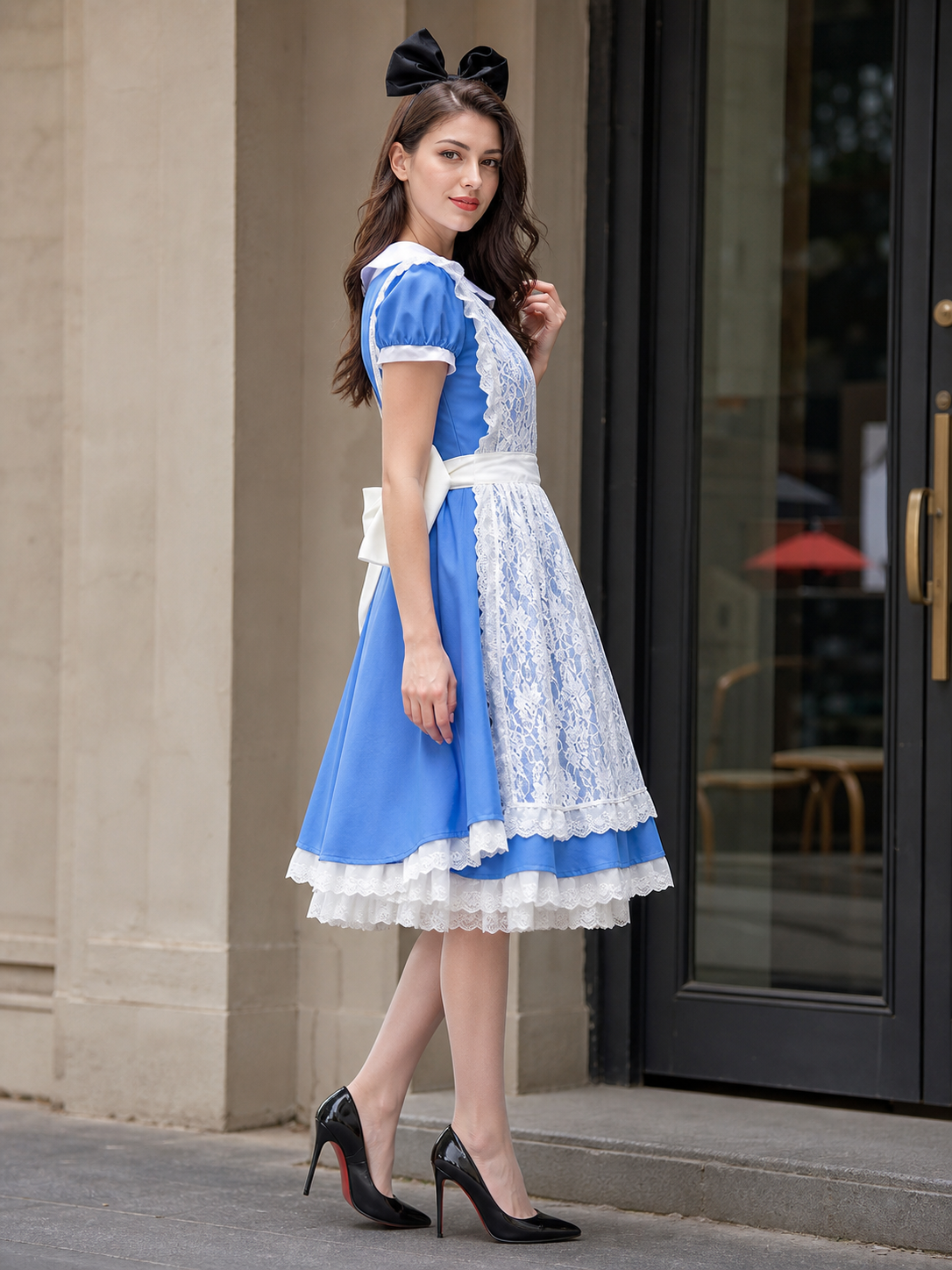 Oktoberfest carnival costume dress with apron side view