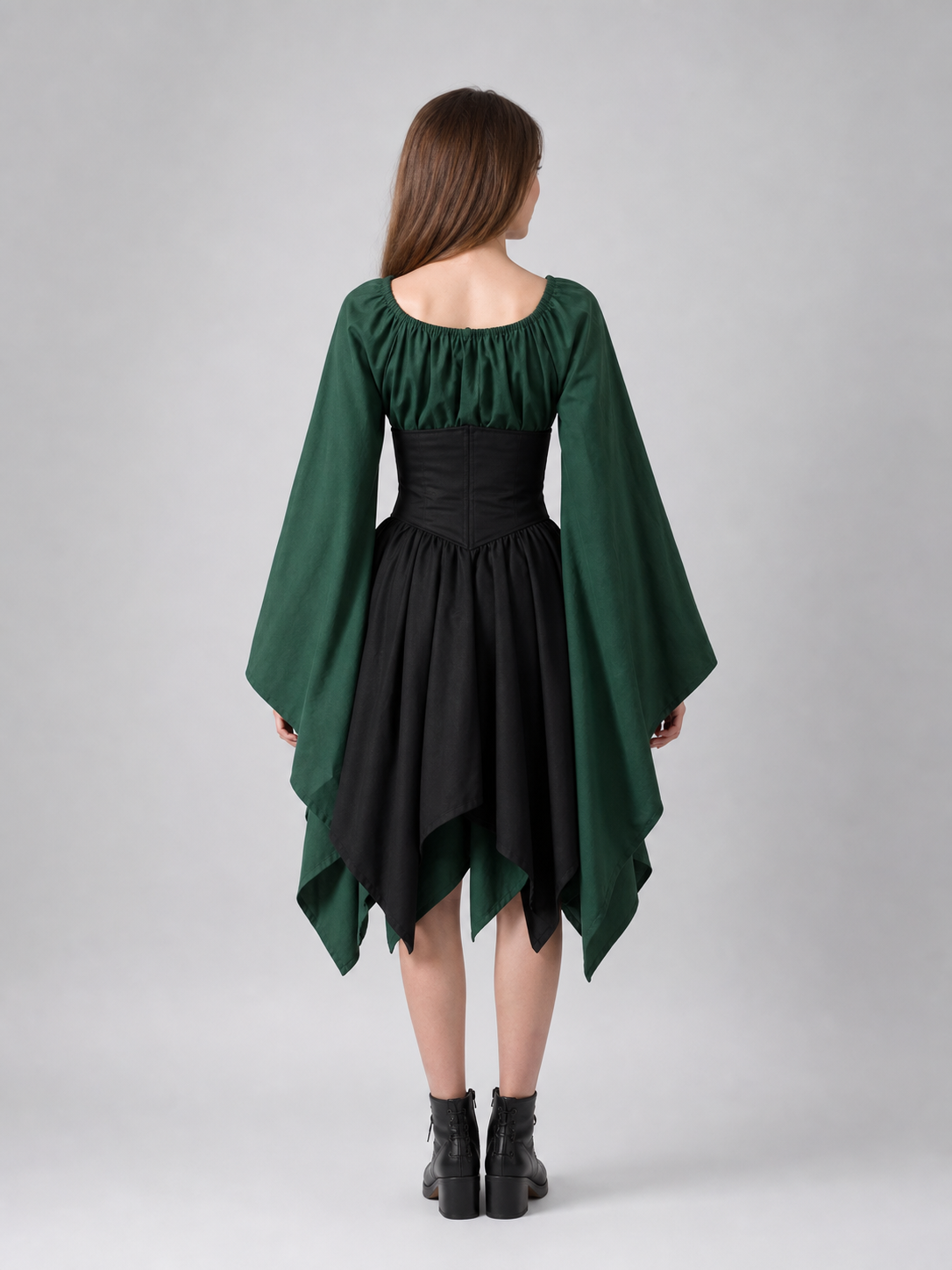 Medieval-style dress with corset lacing back view