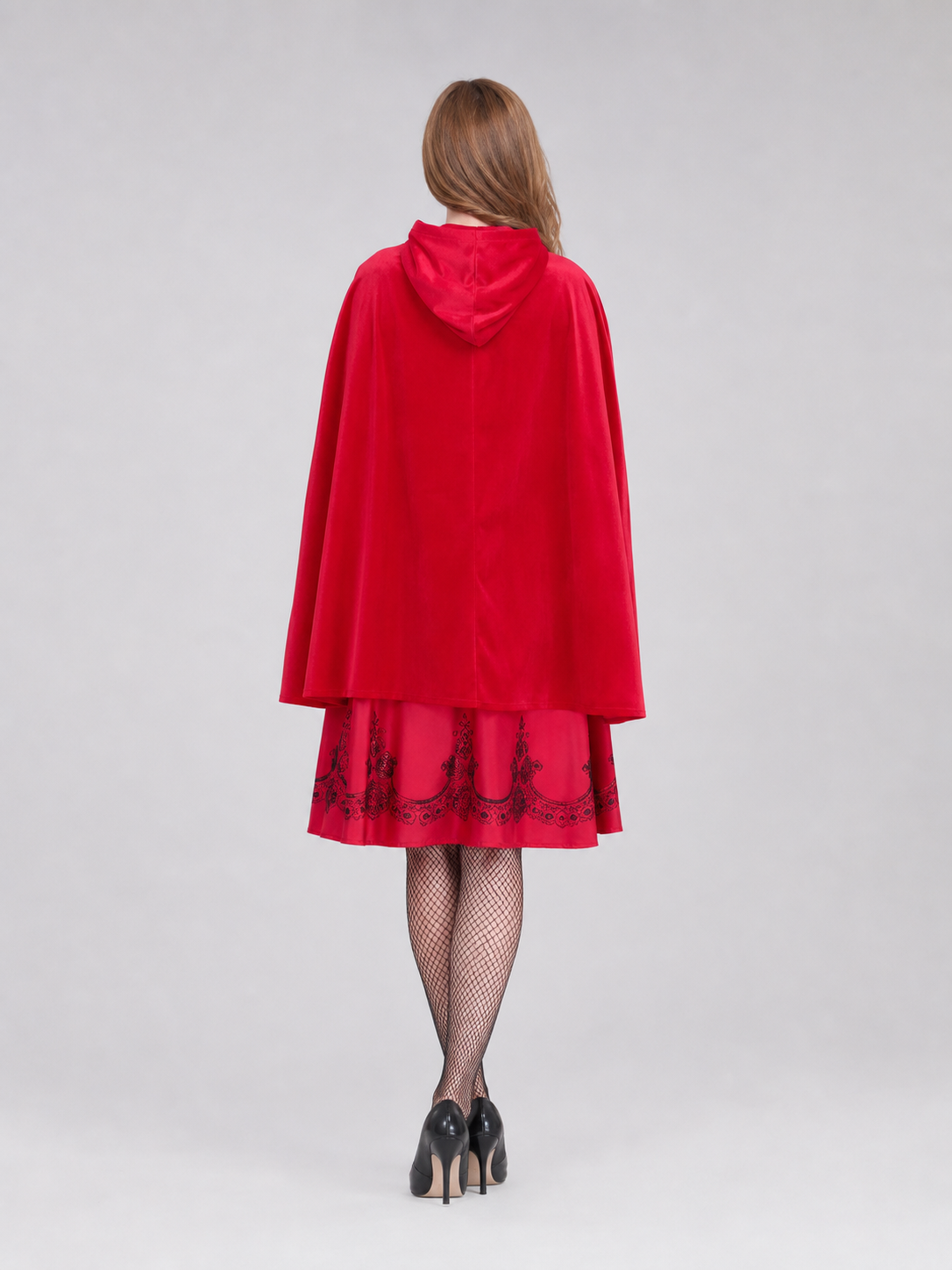 Little Red Riding Hood Costume with Cape and Dress back view