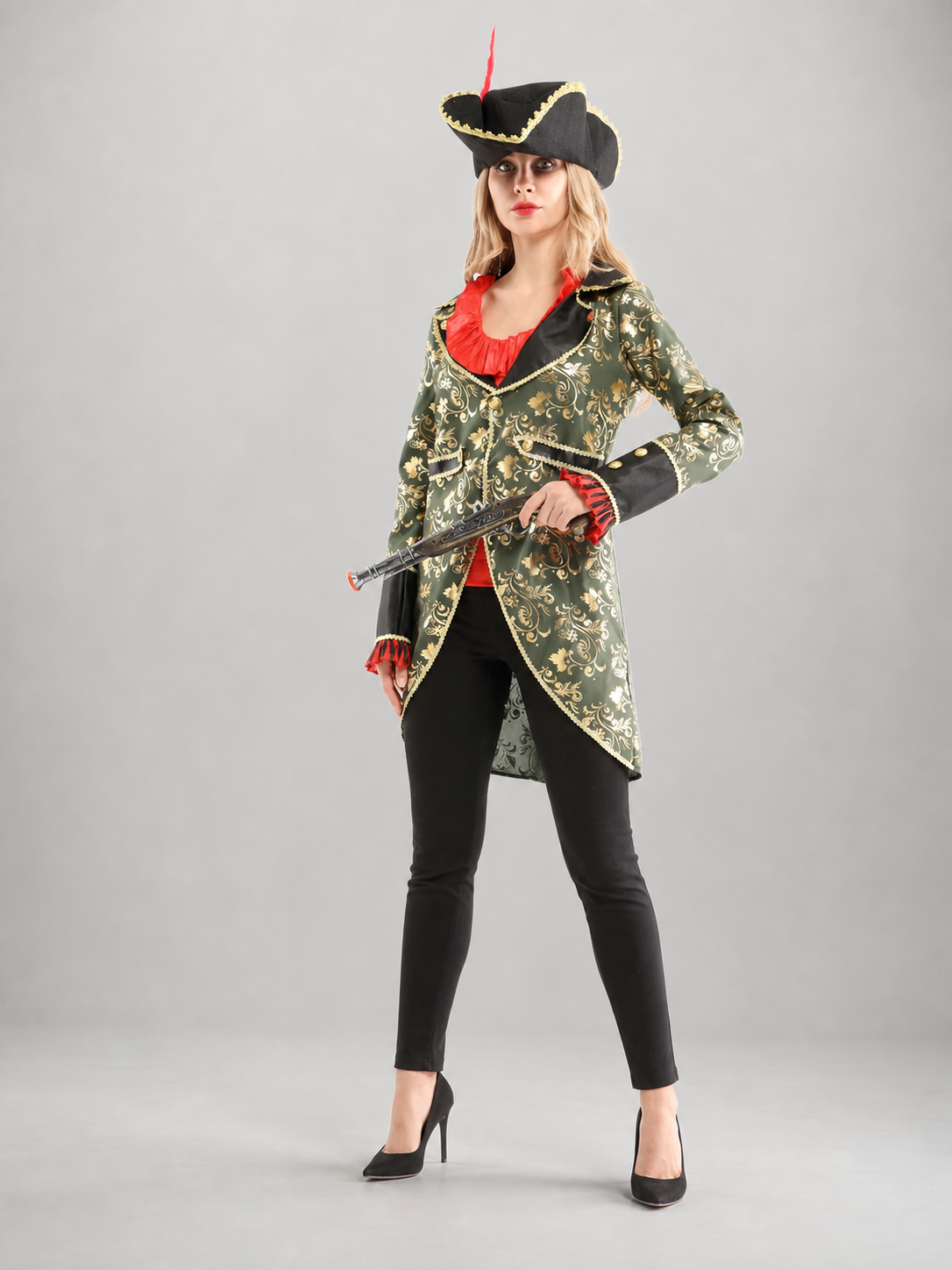 Pirate Carnival Costume with Hat and Long Coat