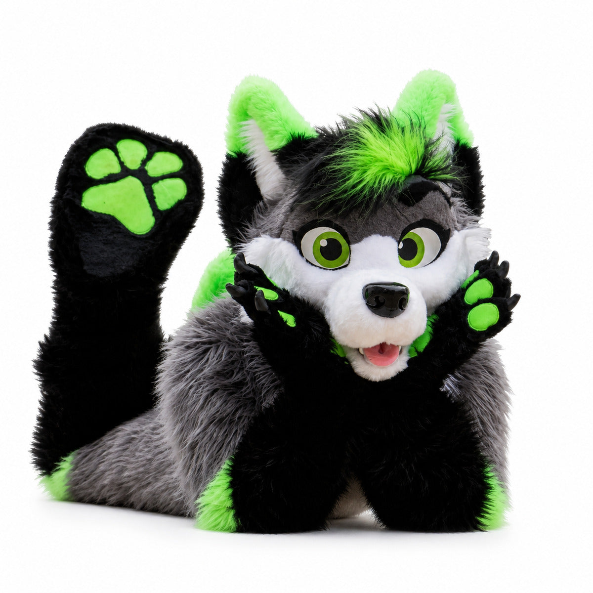 Green Grey White Long Fur Husky Dog Fox Purple Blue Mascot Costume Fursuit Halloween Suit Cosplay Christmas