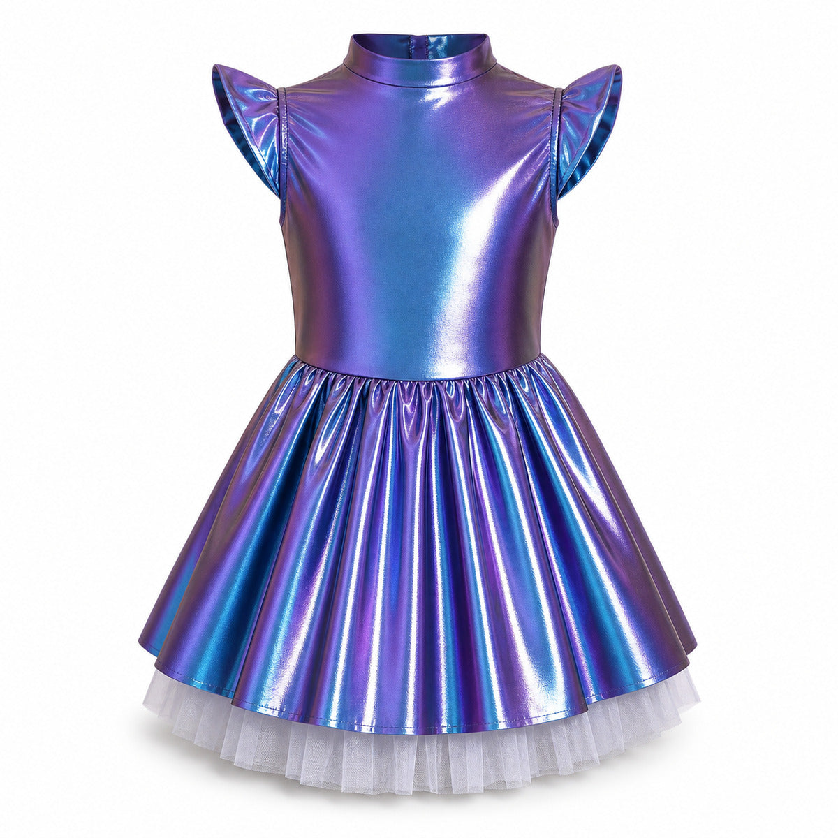 Children Girls Shiny Halloween Alien Cosplay Fancy Costume Space Robot Astronaut Galaxy Warrior Dress Up Leotards Tutu Dress - Color:Colorful