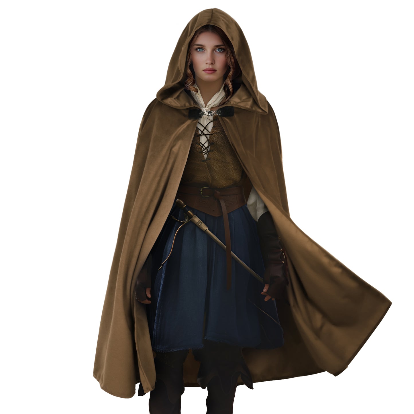 HOMELEX Hooded Cloak - Renaissance Medieval Hobbit Halloween Cosplay Cape for Men & Women
