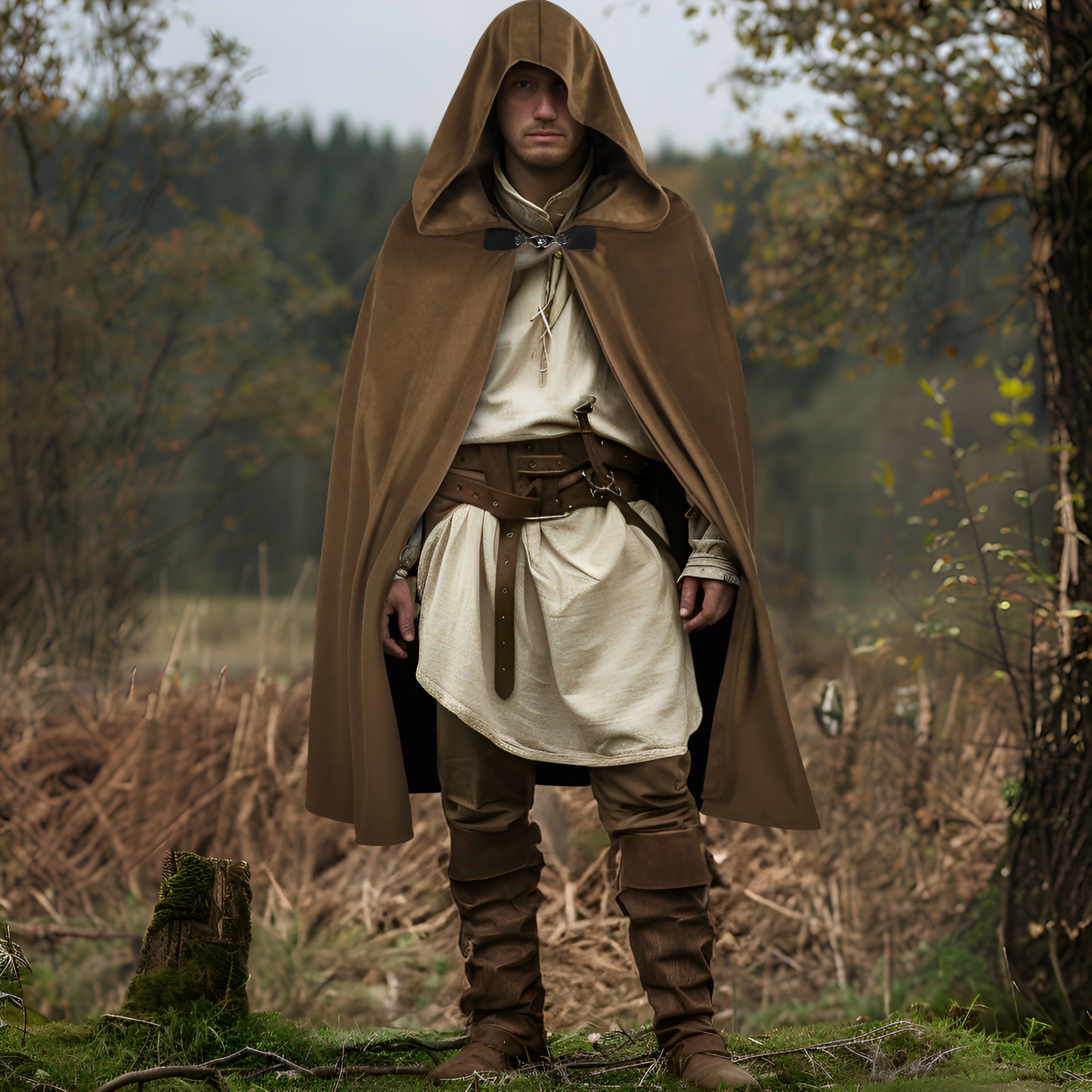 HOMELEX Hooded Cloak - Renaissance Medieval Hobbit Halloween Cosplay Cape for Men & Women