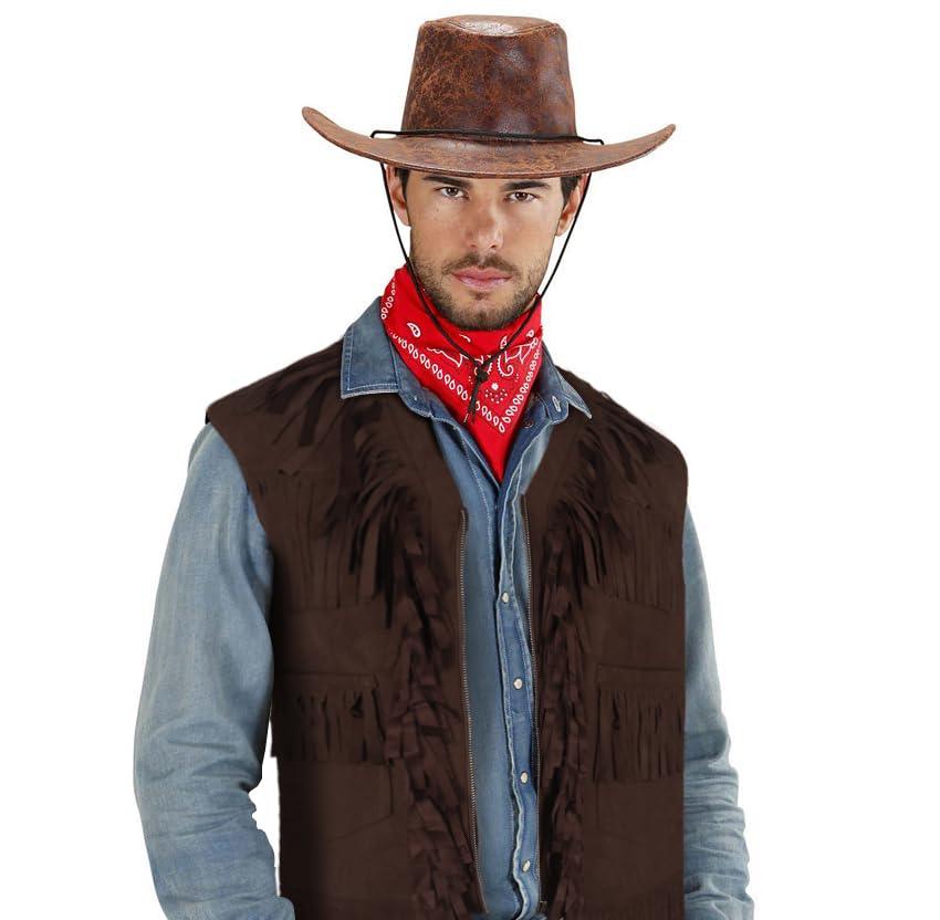 HOMELEX Brown Cowboy Vest for Men - Adult Halloween Leather Western Outfit Costume Accessories - HOMELEX