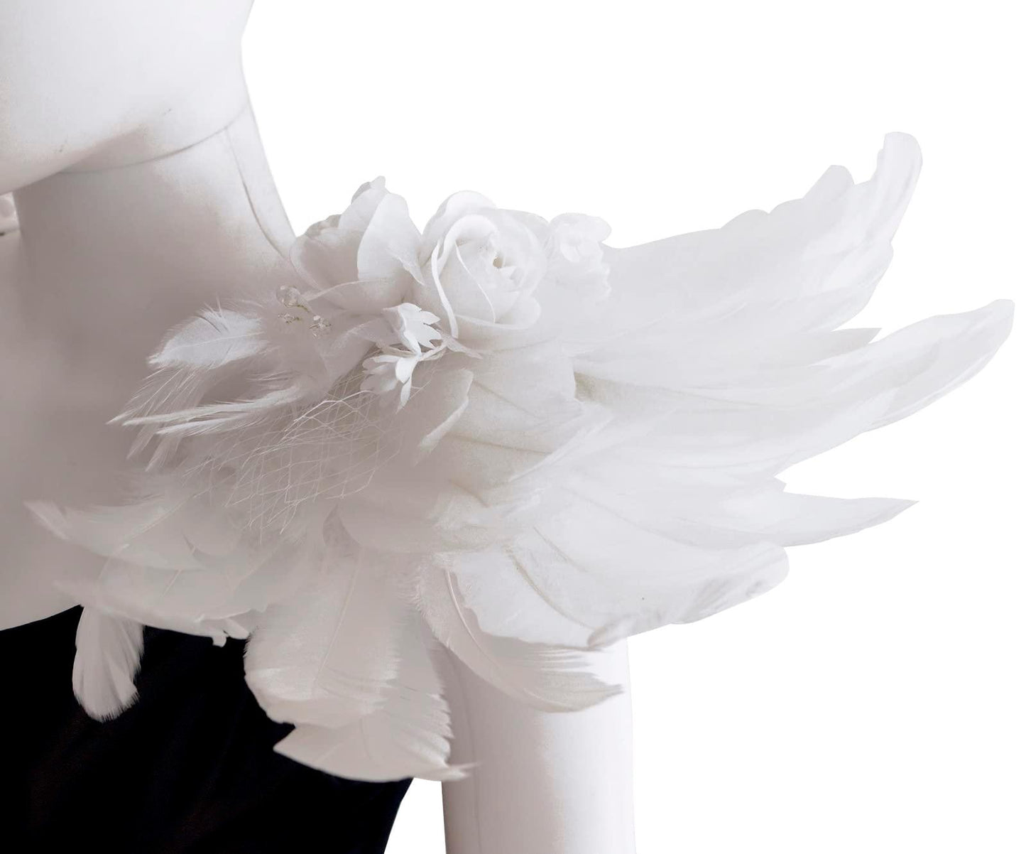 HOMELEX Shoulder Pad with Feathers Wings - Feather Harness Carnival Costumes for Women Masquerade Ball Raven Costume - HOMELEX