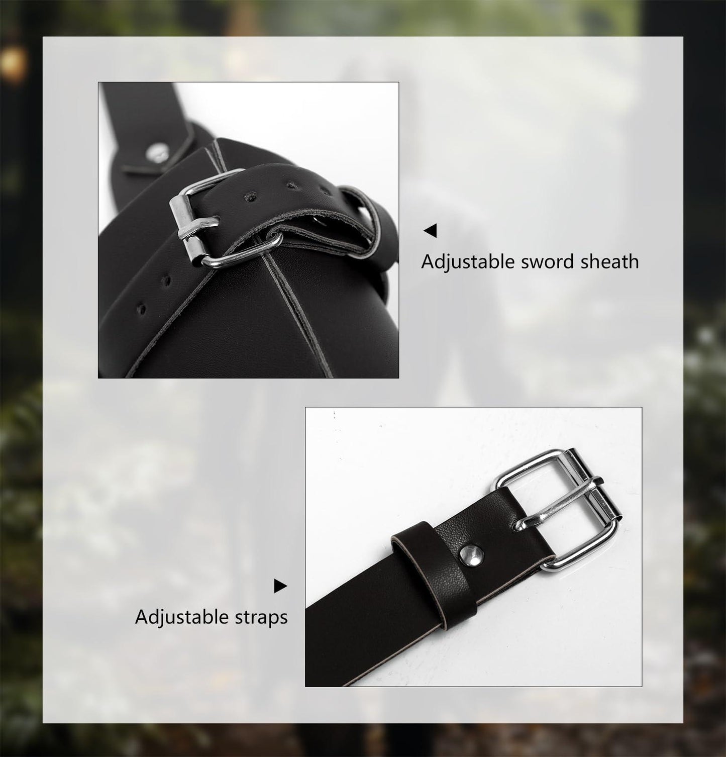 HOMELEX Medieval Leather Double Word Frog Renaissance Warrior Costume Holster Accessory - HOMELEX