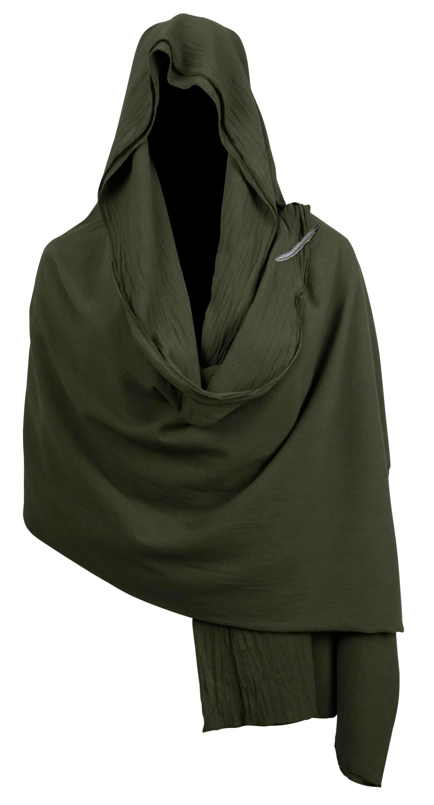HOMELEX Medieval Black Padme Cape Shawl Post Apocalyptic Cloak Black Hooded Cowl - HOMELEX
