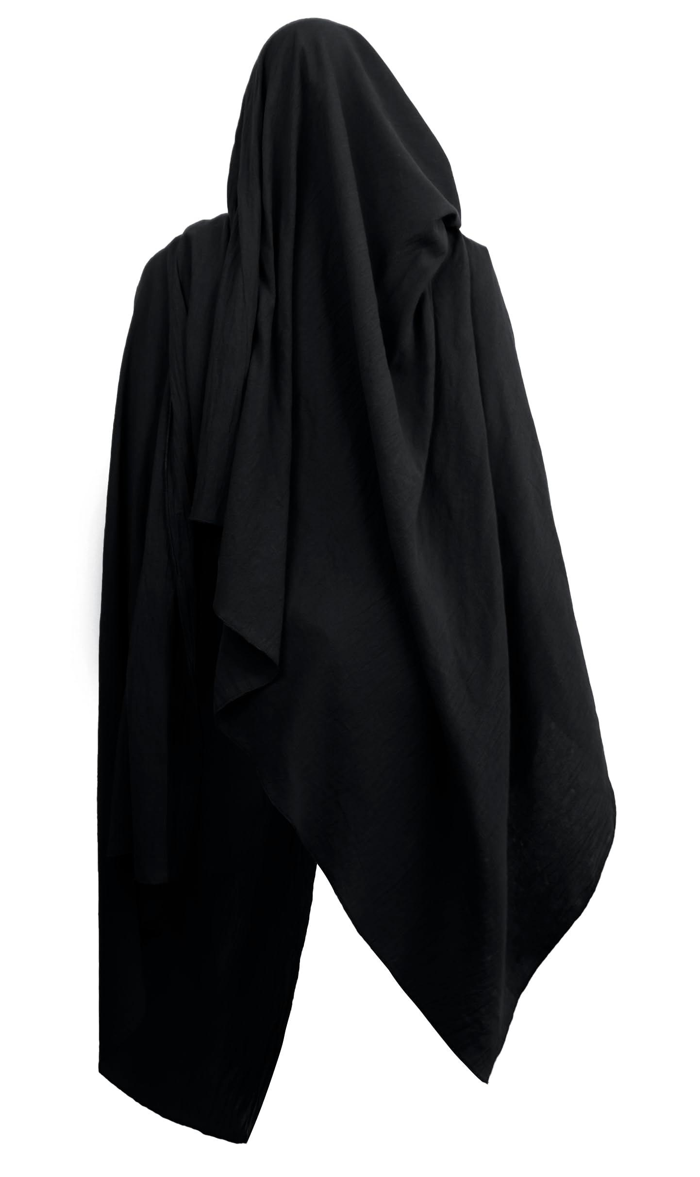 HOMELEX Medieval Black Padme Cape Shawl Post Apocalyptic Cloak Black Hooded Cowl - HOMELEX