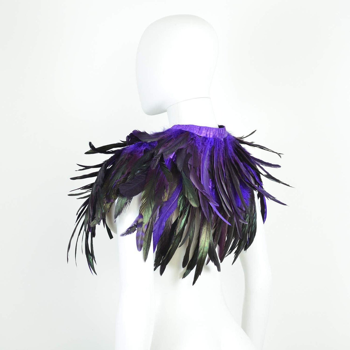 Feather Shawl for Women - Crow Feathers Collar Halloween Swan Cape Witch Costume Accessories - HOMELEX