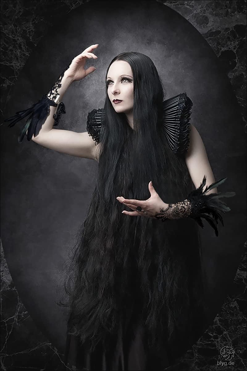 HOMELEX Women Black Lace Feather Gloves Witch Angel Costume Accessories Swan Wings Wrist Bands - HOMELEX