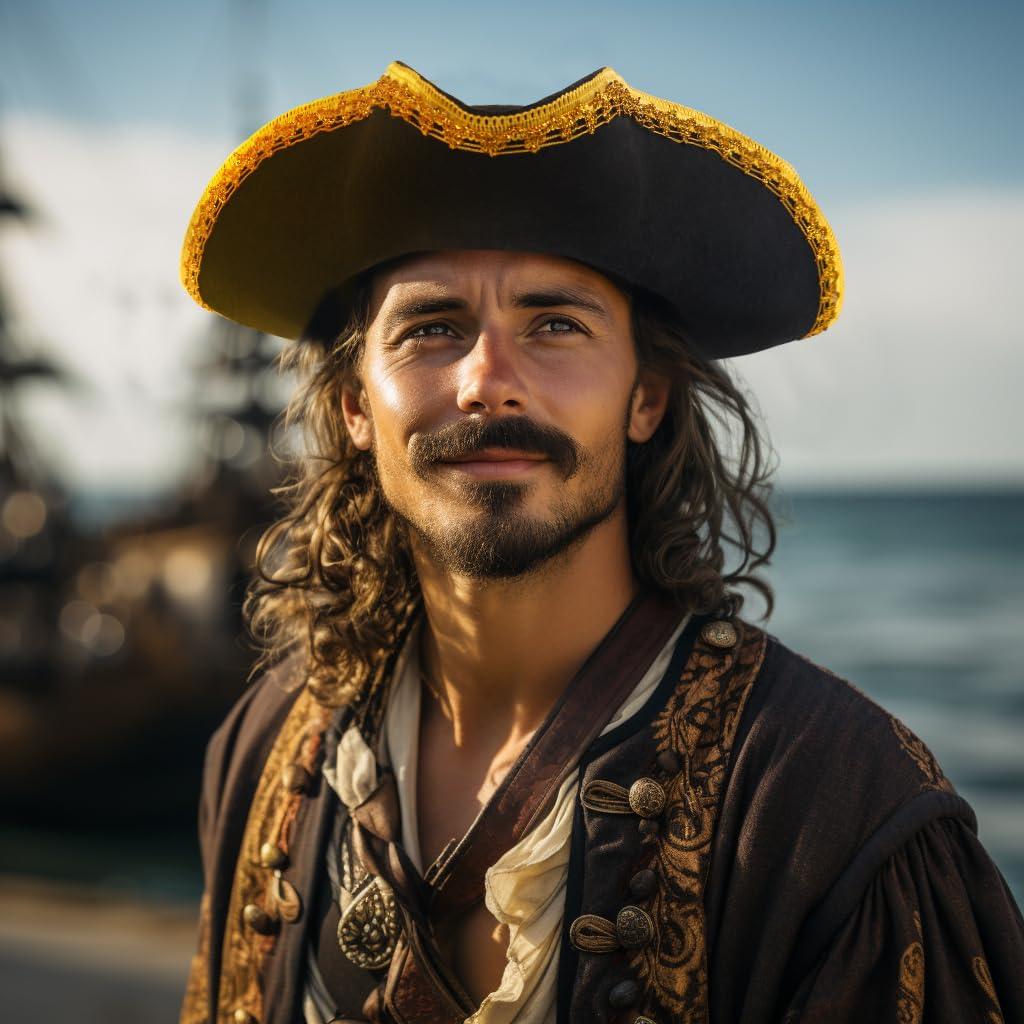 HOMELEX Authentic Pirate Hat for Adult Halloween Colonial Tricorn Costume Accessories - HOMELEX