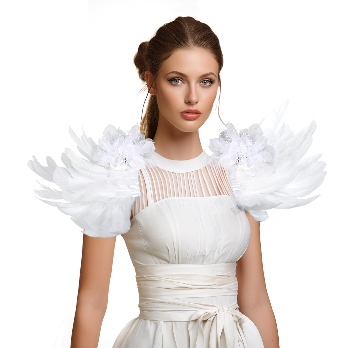 HOMELEX Shoulder Pad with Feathers Wings - Feather Harness Carnival Costumes for Women Masquerade Ball Raven Costume - HOMELEX
