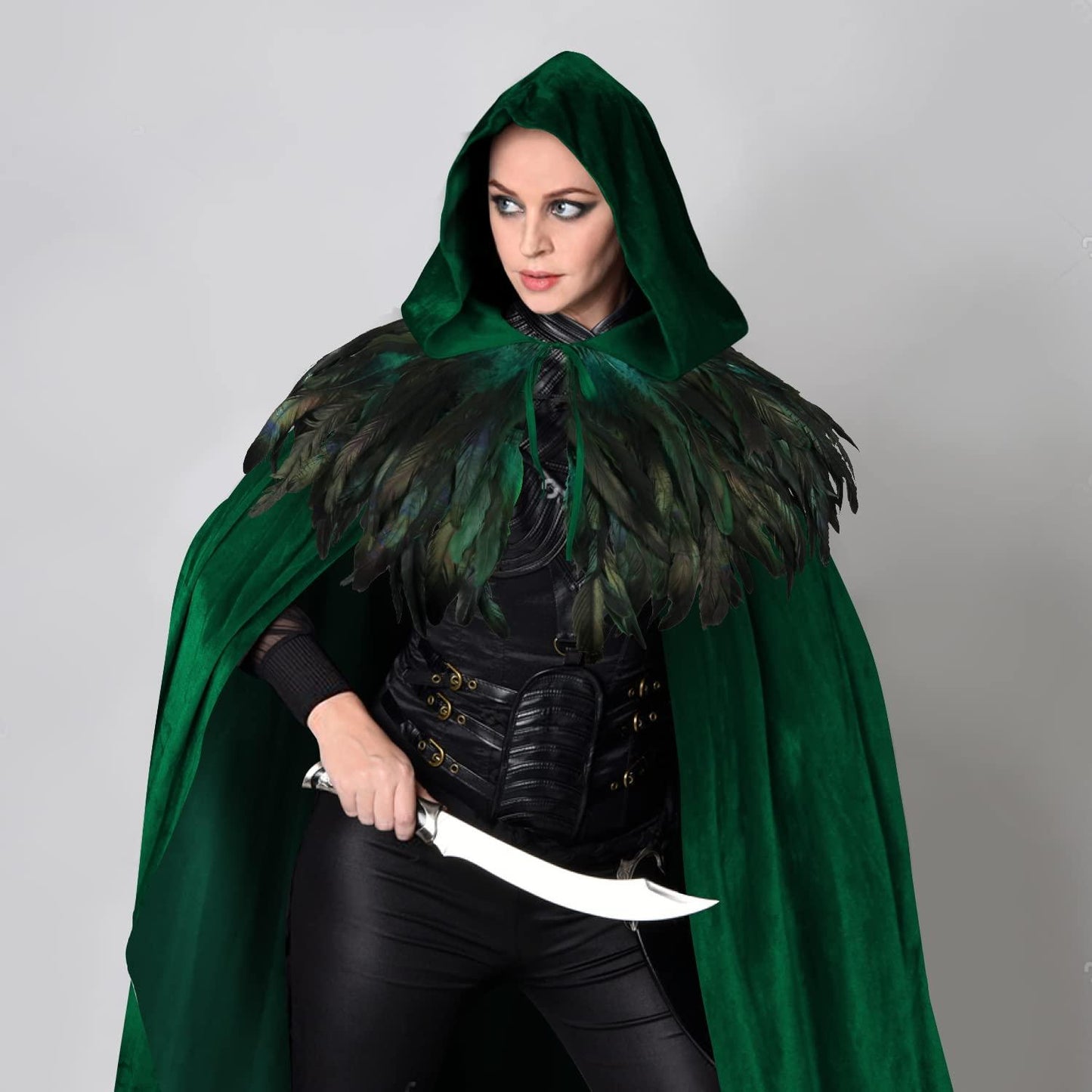 Feather Shawl for Women - Crow Feathers Collar Halloween Swan Cape Witch Costume Accessories - HOMELEX