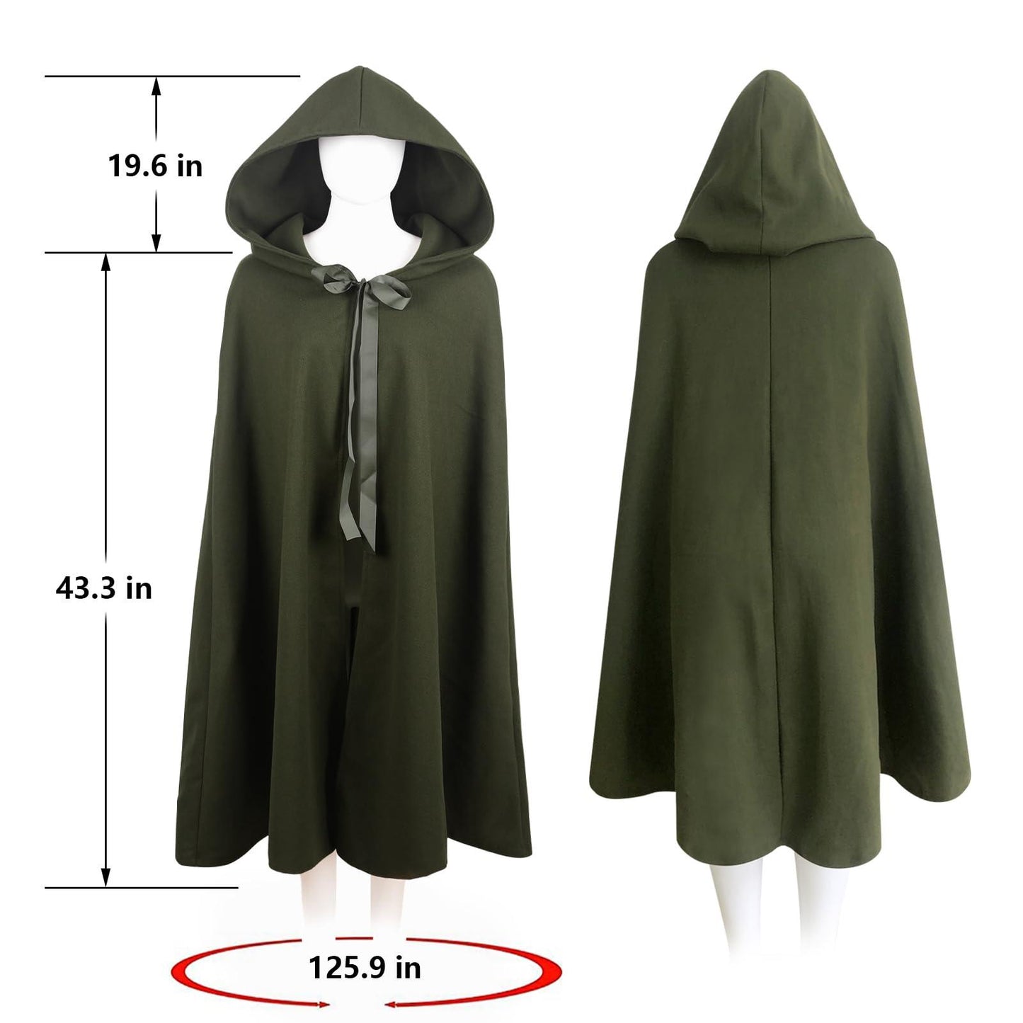 HOMELEX Medieval Hooded Cloak for Men - HOMELEX