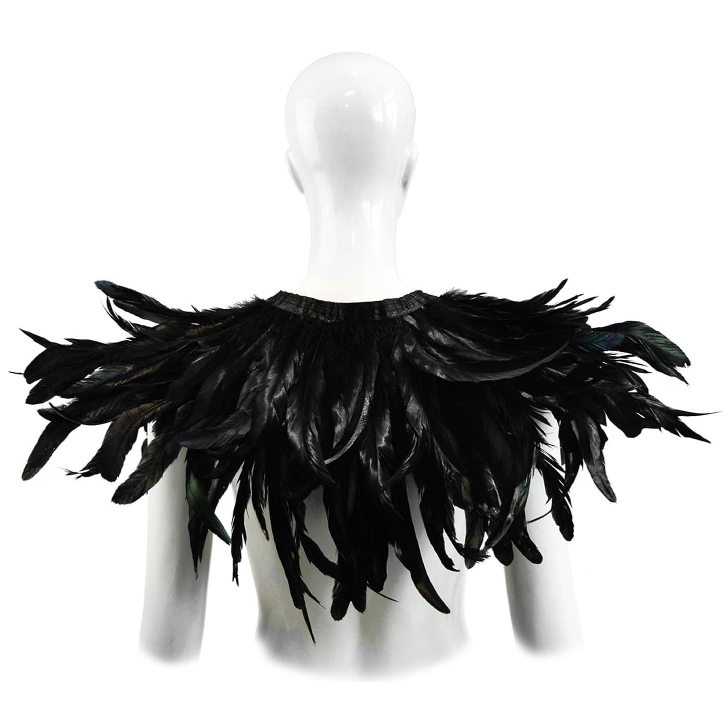 HOMELEX Black Witch Feather Collar Crow Shawl Costume Halloween Swan Wings Accessories Cape for Women - HOMELEX