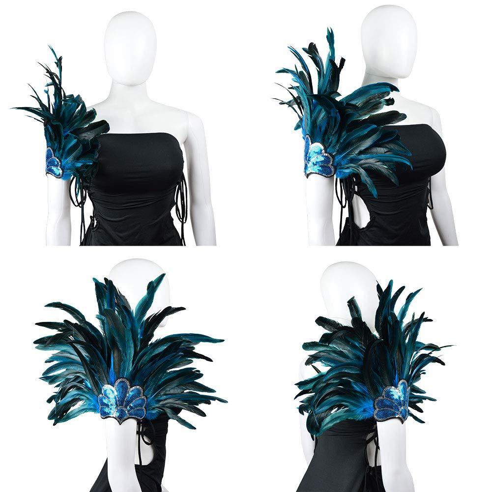 HOMELEX Women's Black Feather Headpiece Carnival Caribbean Headdress Showgirl Accessories - HOMELEX