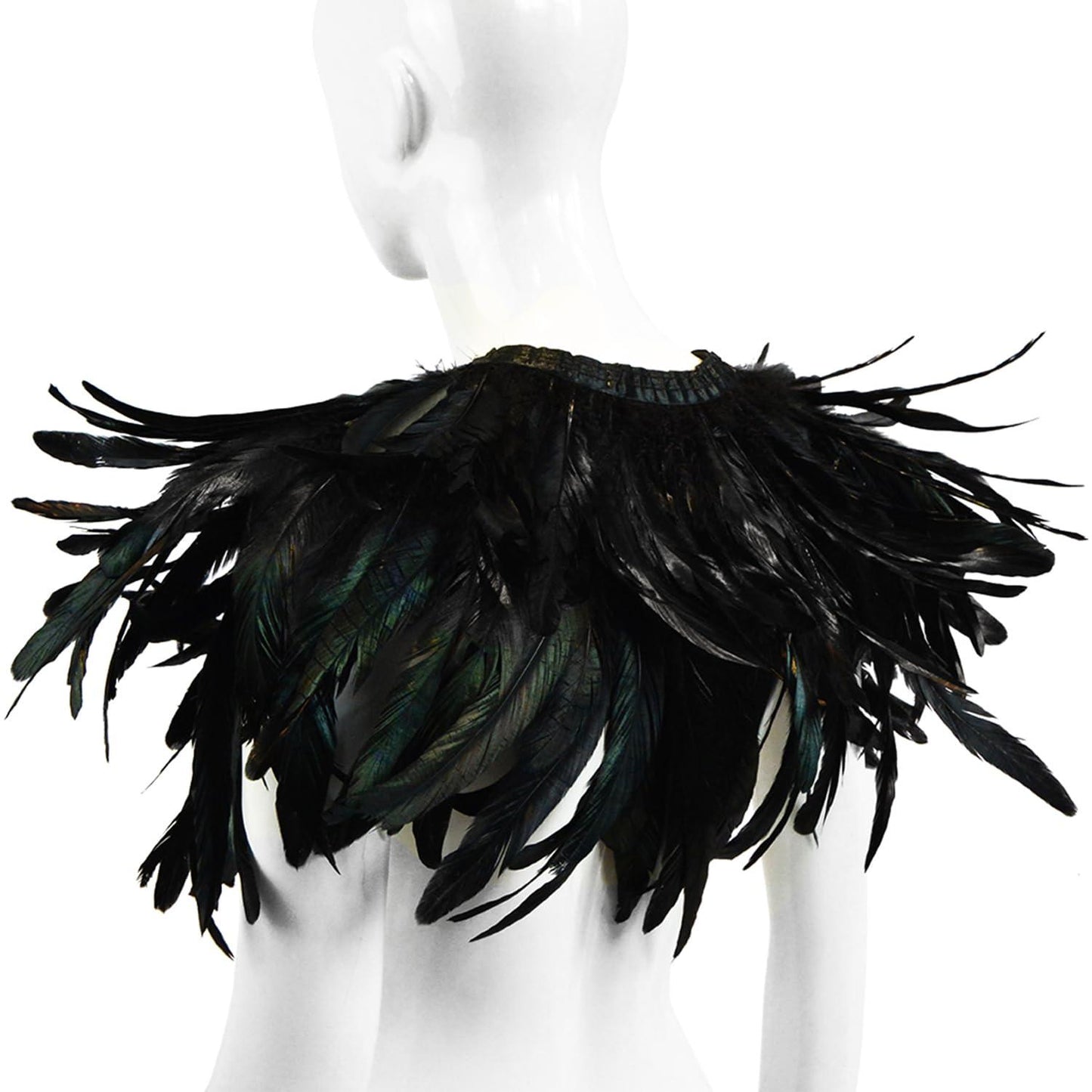 HOMELEX Black Witch Feather Collar Crow Shawl Costume Halloween Swan Wings Accessories Cape for Women - HOMELEX