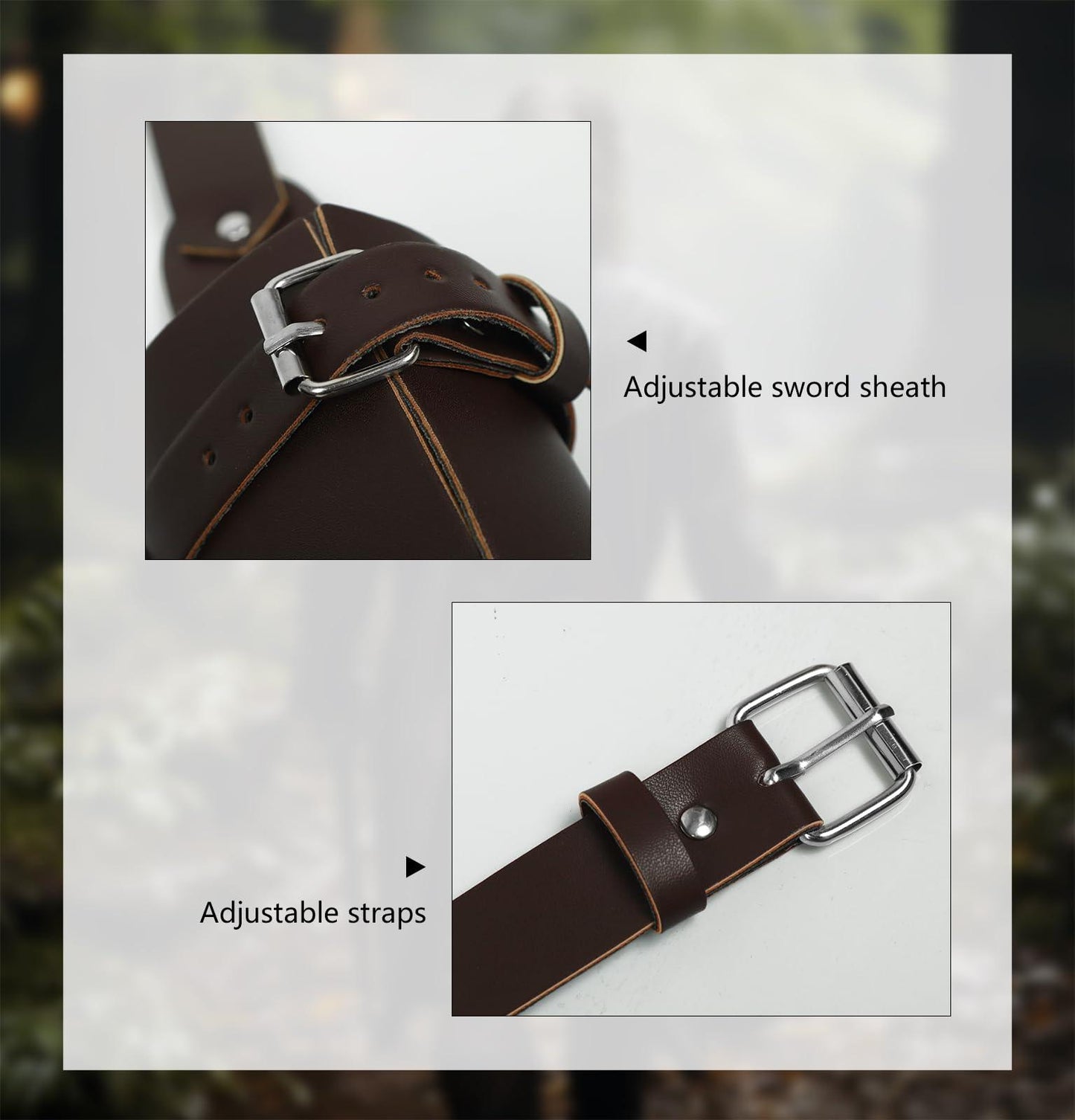 HOMELEX Medieval Leather Double Word Frog Renaissance Warrior Costume Holster Accessory - HOMELEX