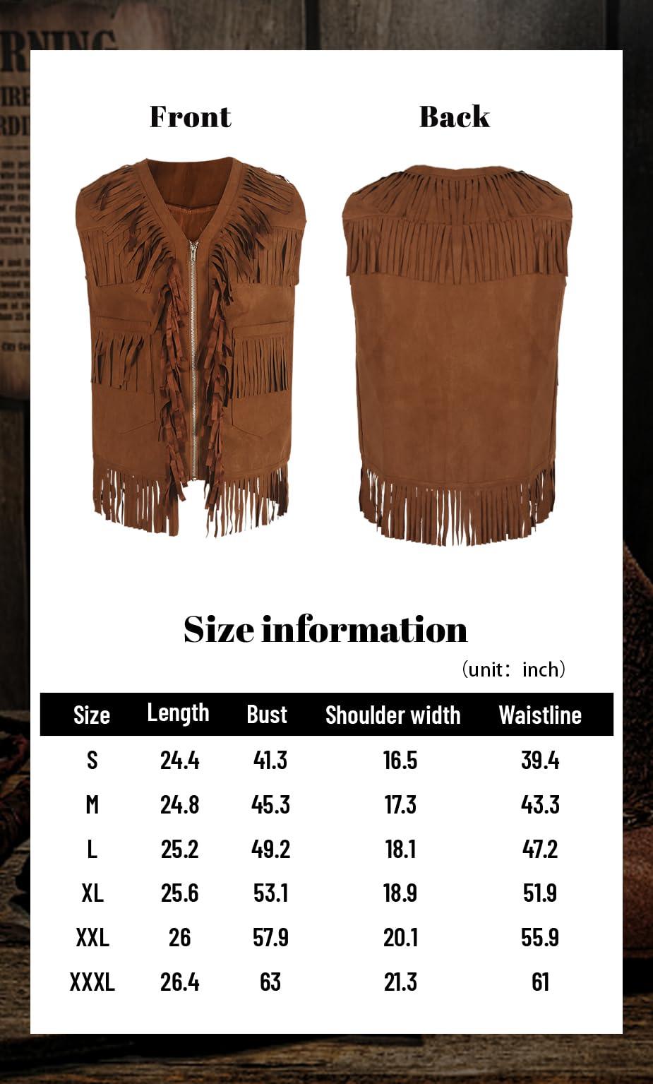 HOMELEX Brown Cowboy Vest for Men - Adult Halloween Leather Western Outfit Costume Accessories - HOMELEX