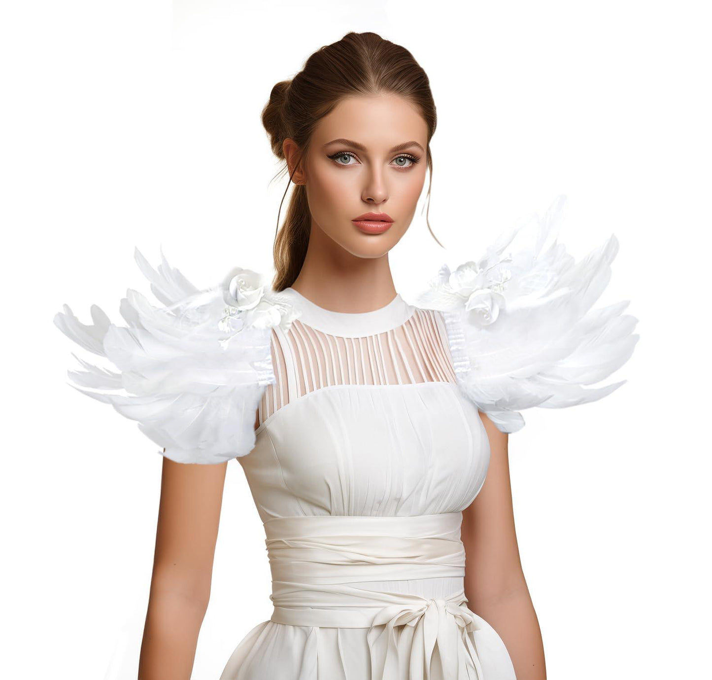 HOMELEX Shoulder Pad with Feathers Wings - Feather Harness Carnival Costumes for Women Masquerade Ball Raven Costume - HOMELEX