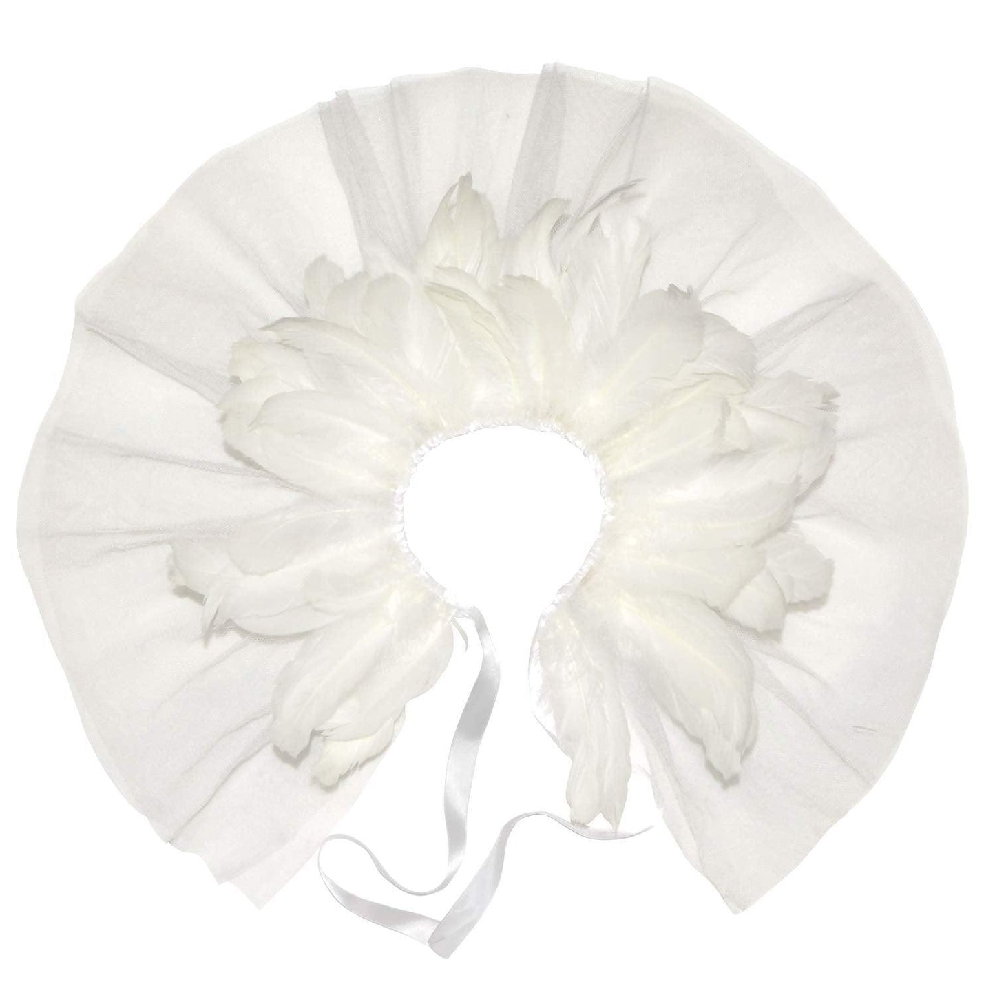 Feather Lace Shawl for Women - Gothic Feathers Crow Costume Witch Halloween Cape Accessories - HOMELEX