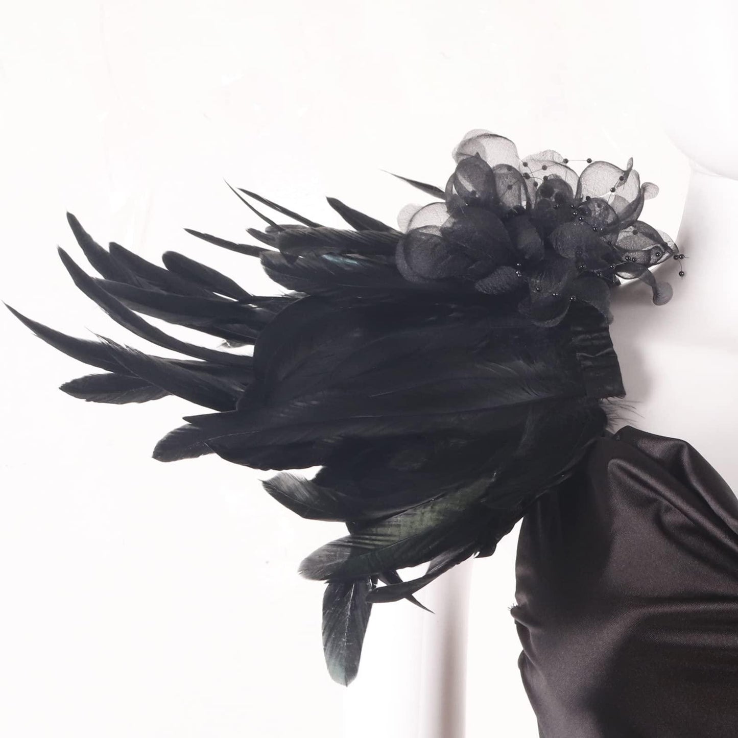 HOMELEX Shoulder Pad with Feathers Wings - Feather Harness Carnival Costumes for Women Masquerade Ball Raven Costume - HOMELEX