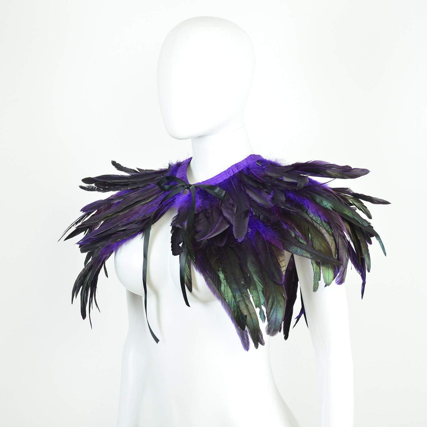 Feather Shawl for Women - Crow Feathers Collar Halloween Swan Cape Witch Costume Accessories - HOMELEX