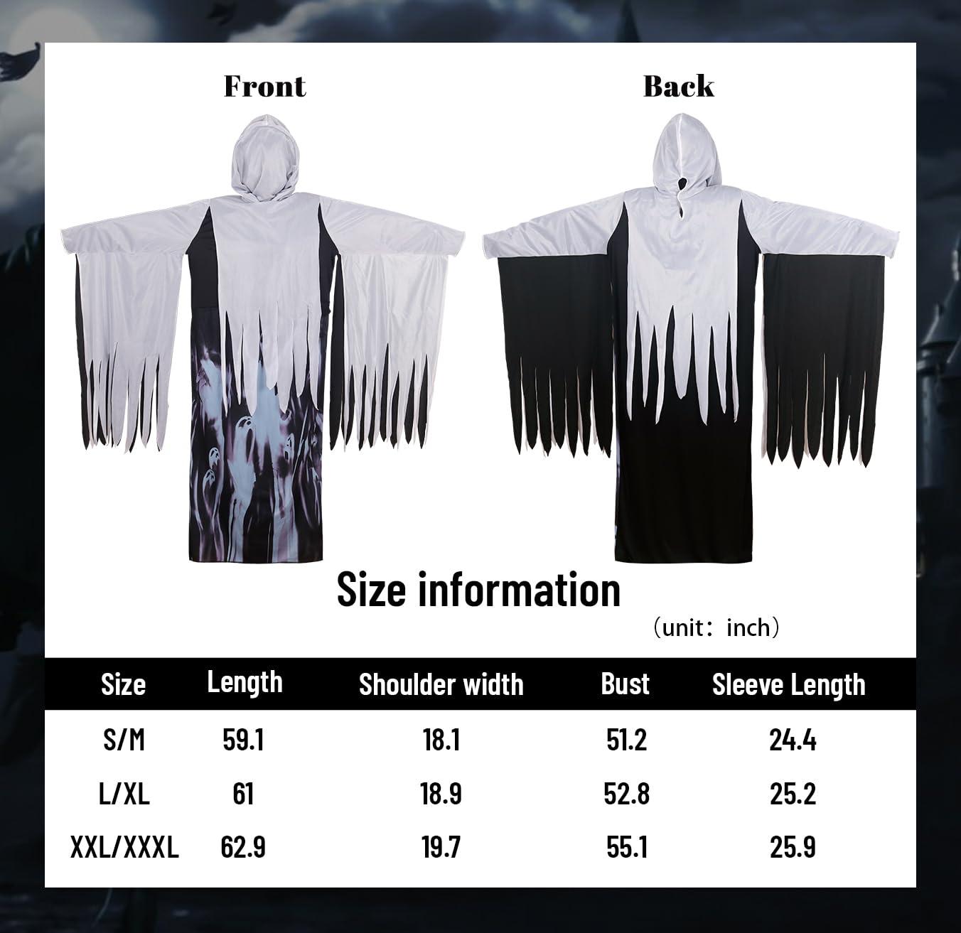 HOMELEX Grim Reaper Costume Adult Men Scary Halloween Death Ghost Costumes - HOMELEX