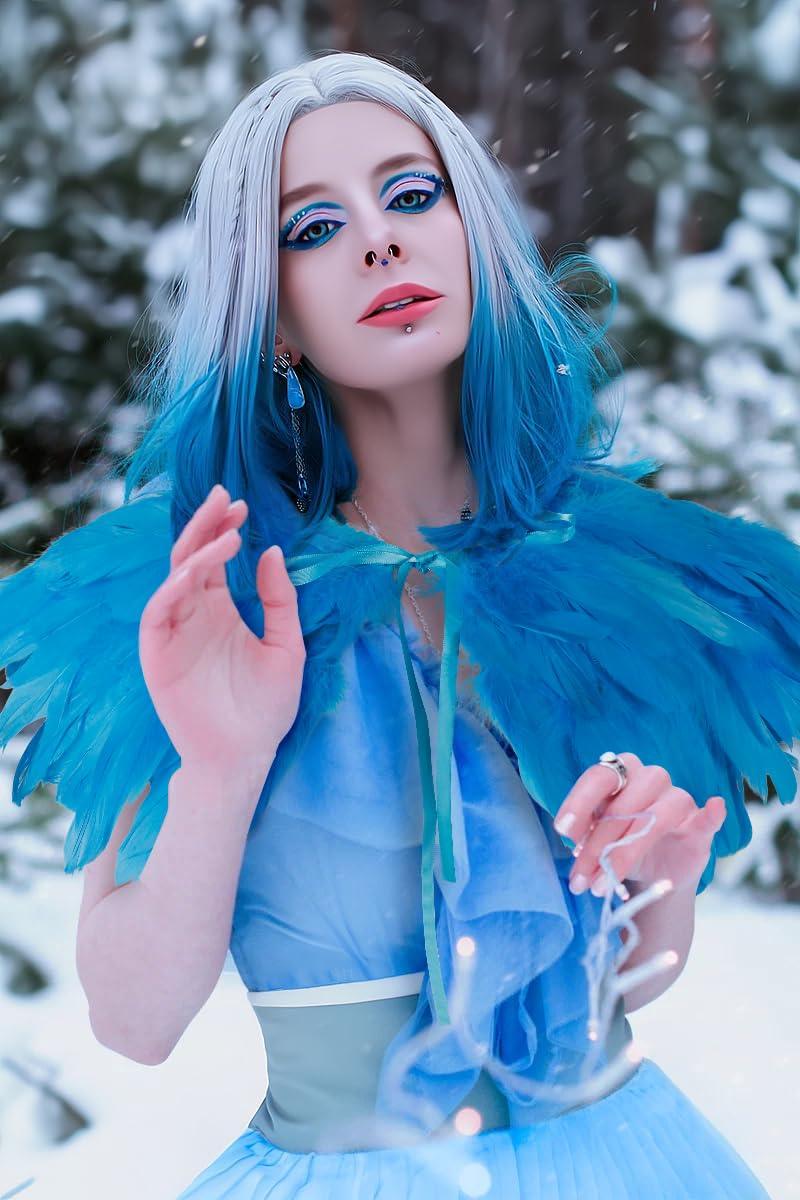Feather Shawl for Women - Swan Feathers Collar Halloween Crow Cape Witch Costume Accessories - HOMELEX