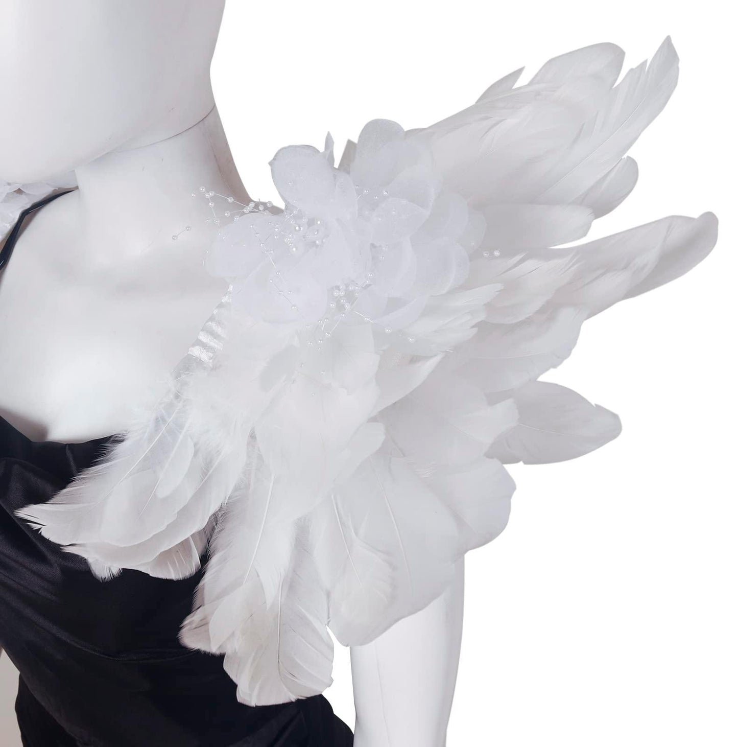 HOMELEX Shoulder Pad with Feathers Wings - Feather Harness Carnival Costumes for Women Masquerade Ball Raven Costume - HOMELEX