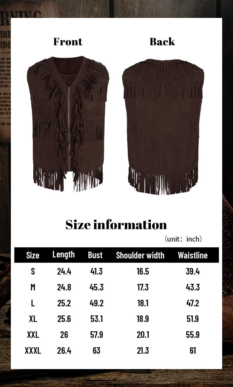 HOMELEX Brown Cowboy Vest for Men - Adult Halloween Leather Western Outfit Costume Accessories - HOMELEX