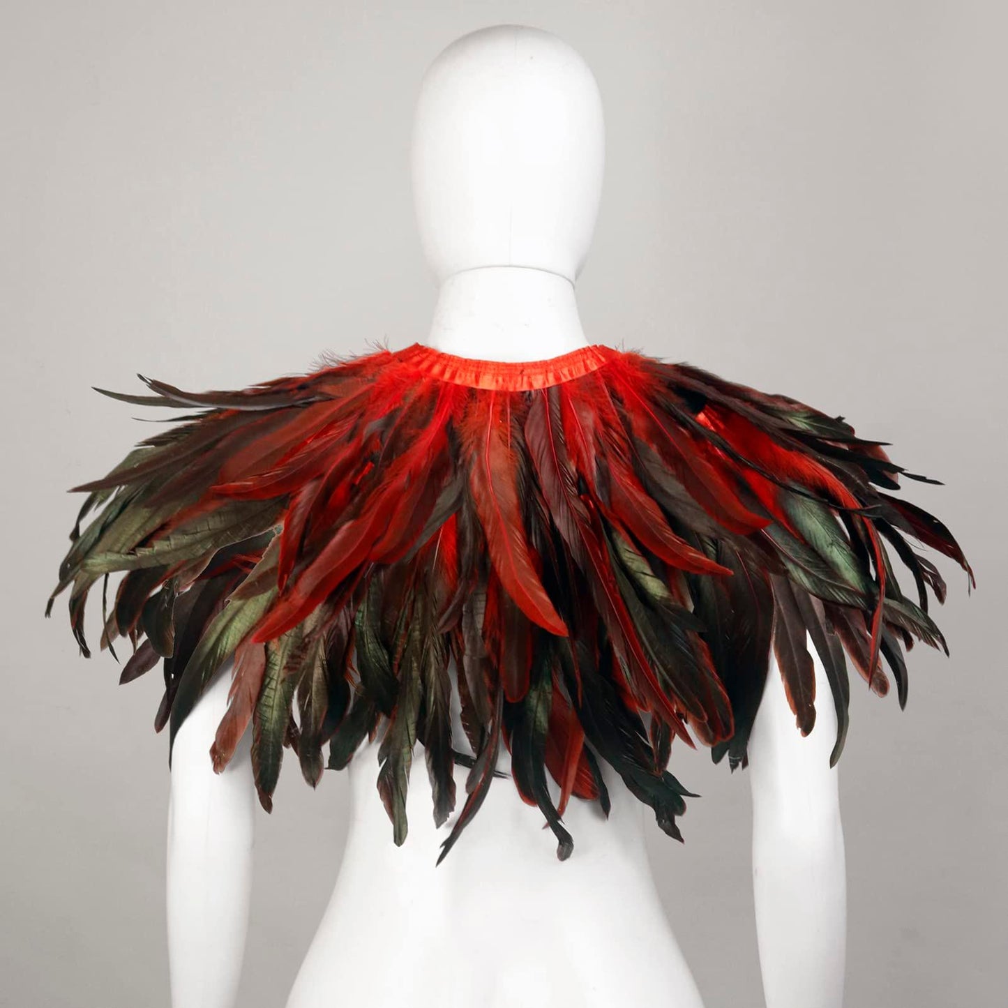 Feather Shawl for Women - Crow Feathers Collar Halloween Swan Cape Witch Costume Accessories - HOMELEX