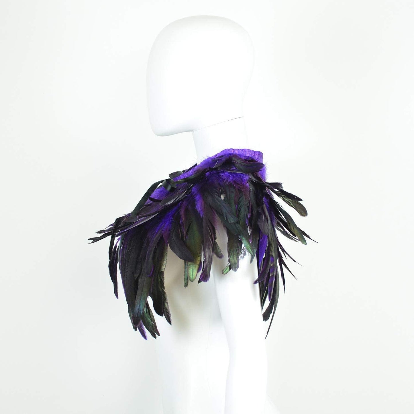 Feather Shawl for Women - Crow Feathers Collar Halloween Swan Cape Witch Costume Accessories - HOMELEX
