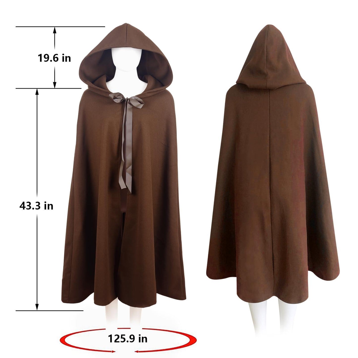 HOMELEX Medieval Hooded Cloak for Men - HOMELEX