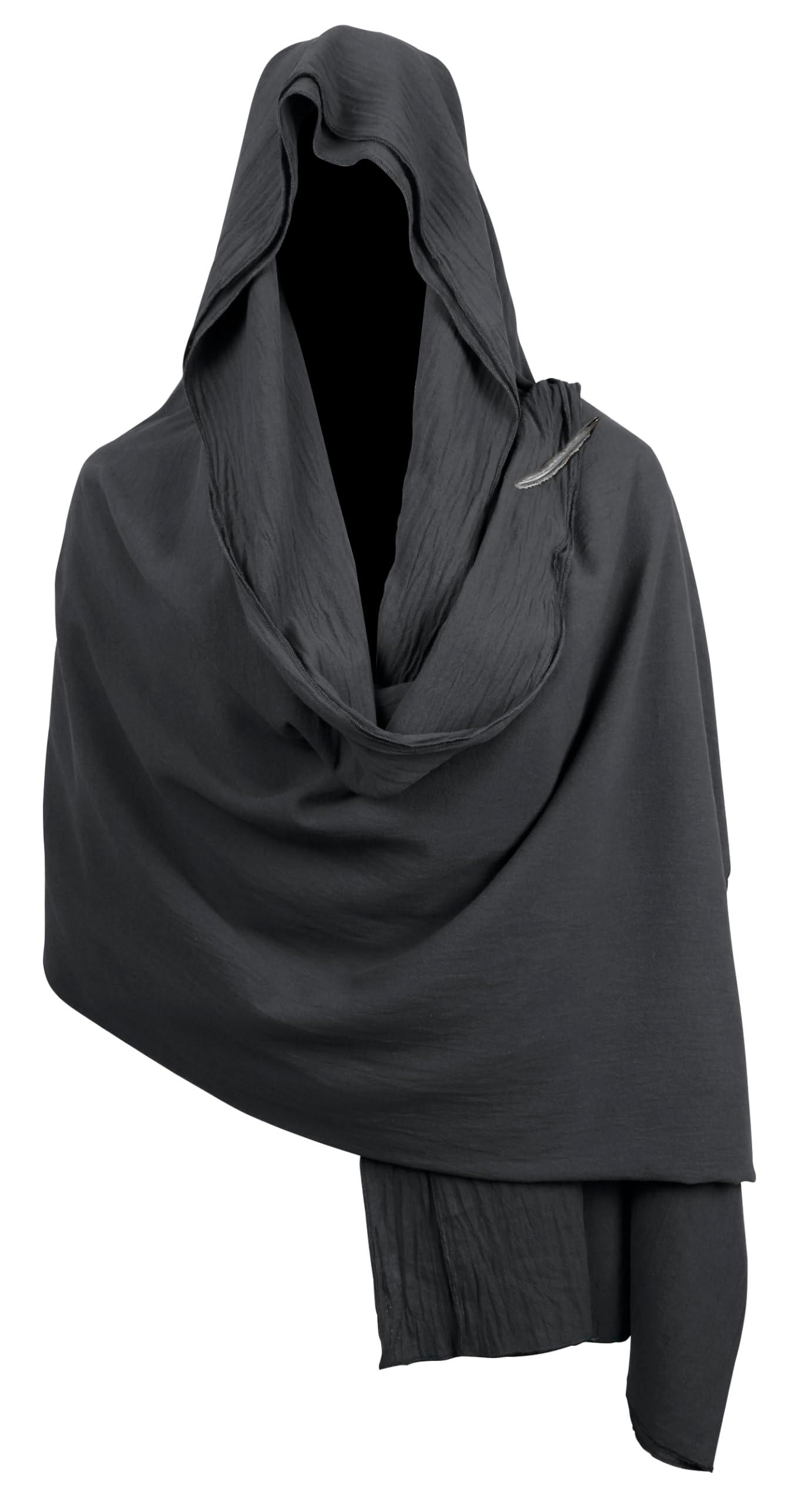 HOMELEX Medieval Black Padme Cape Shawl Post Apocalyptic Cloak Black Hooded Cowl - HOMELEX