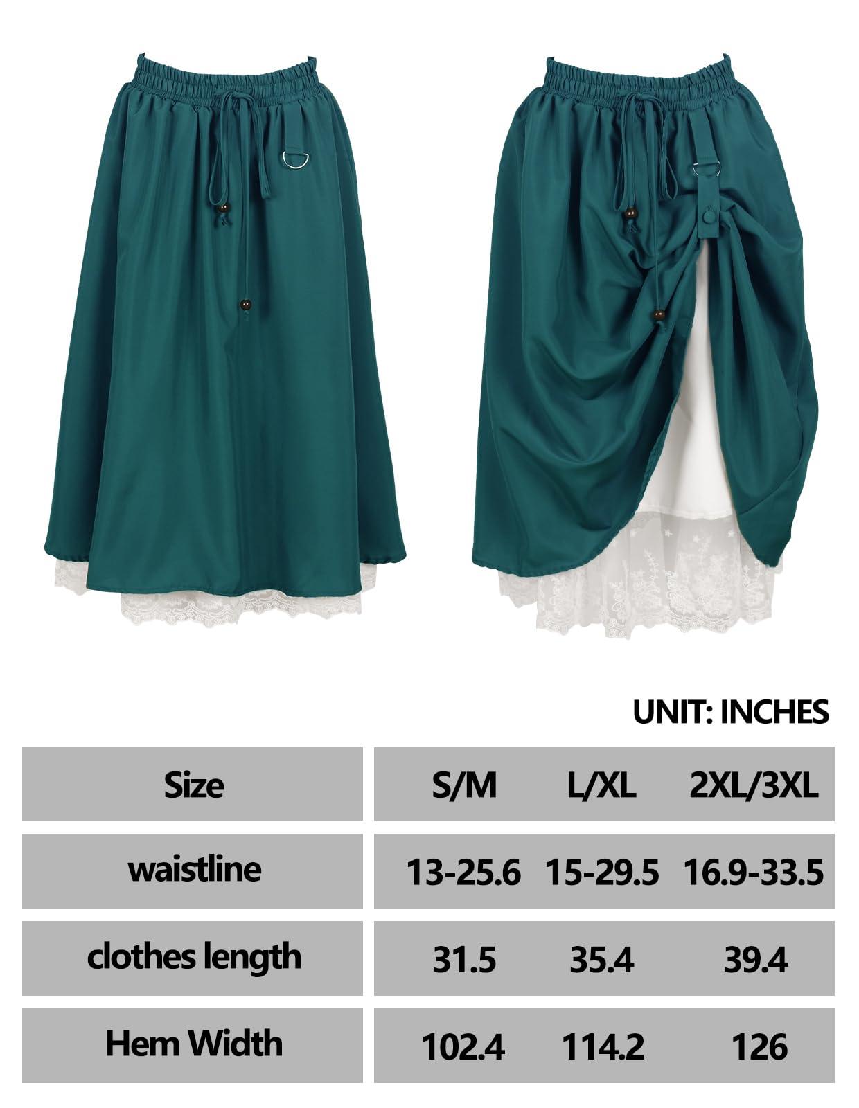 HOMELEX Renaissance Faire Skirt for Women - Plus Size Double-Layer Long Pirate Cosplay Victorian Costume - HOMELEX