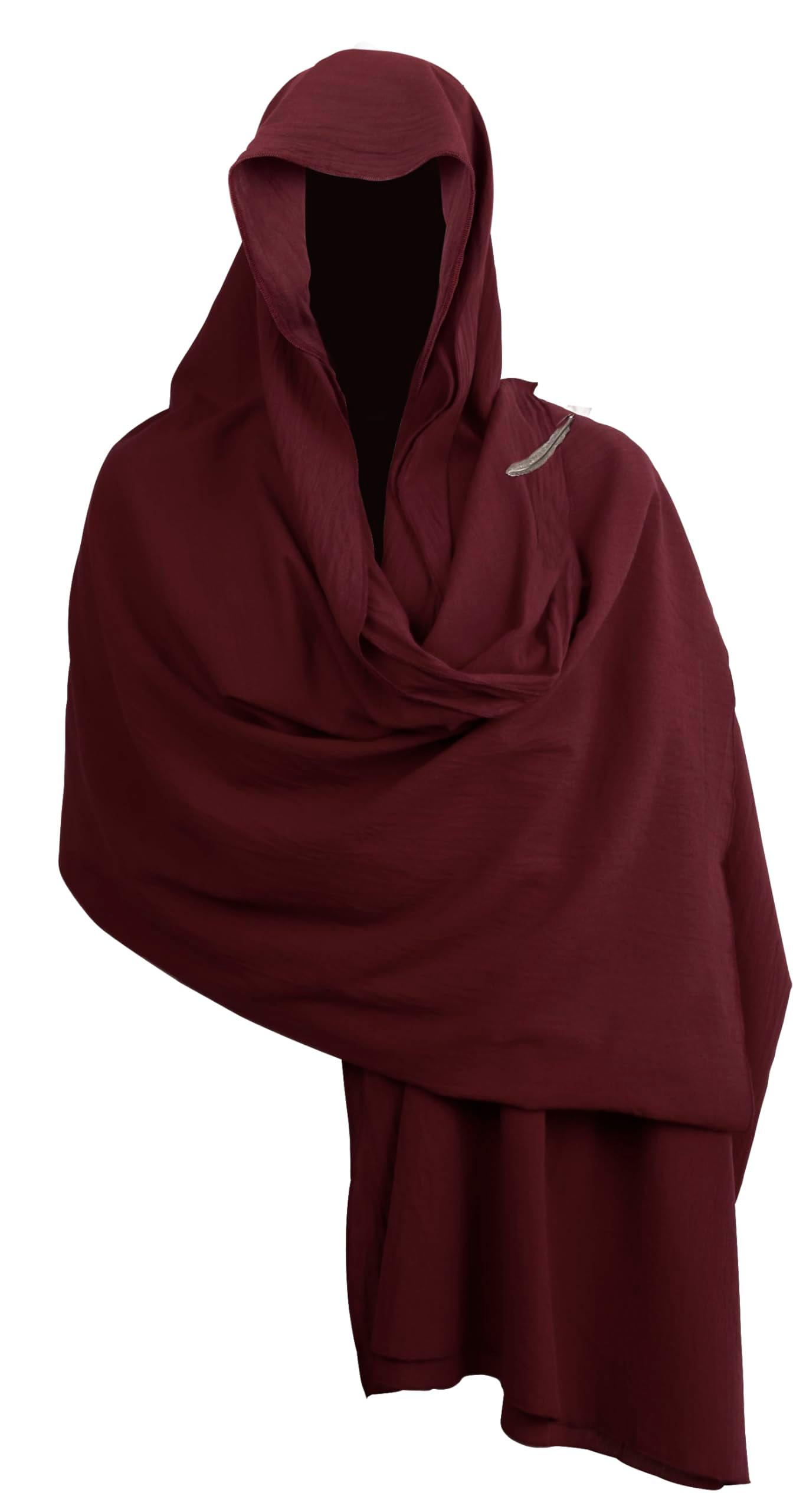 HOMELEX Medieval Black Padme Cape Shawl Post Apocalyptic Cloak Black Hooded Cowl - HOMELEX