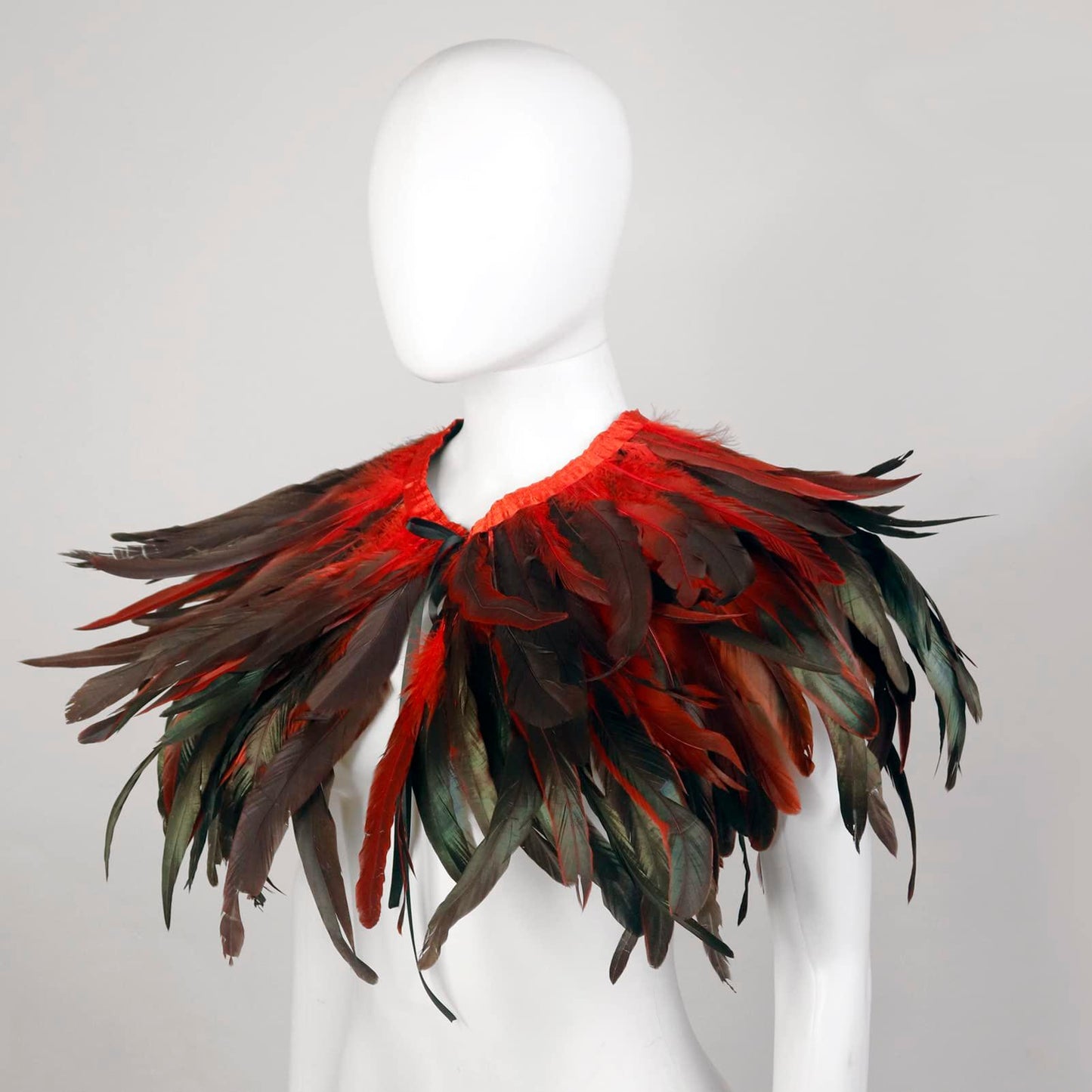Feather Shawl for Women - Crow Feathers Collar Halloween Swan Cape Witch Costume Accessories - HOMELEX