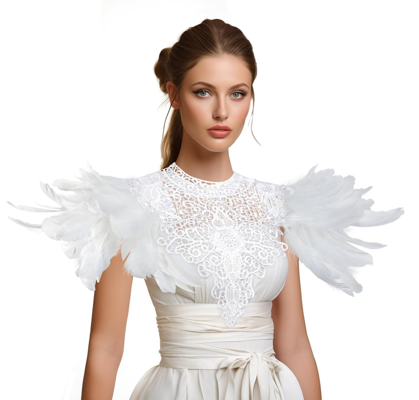 HOMELEX Shoulder Pad with Feathers Wings Halloween Witch Harness Carnival Costumes for Women Masquerade Raven Costume - HOMELEX