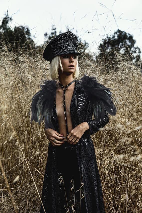 HOMELEX Shoulder Pad with Feathers Wings - Feather Harness Carnival Costumes for Women Masquerade Ball Raven Costume - HOMELEX