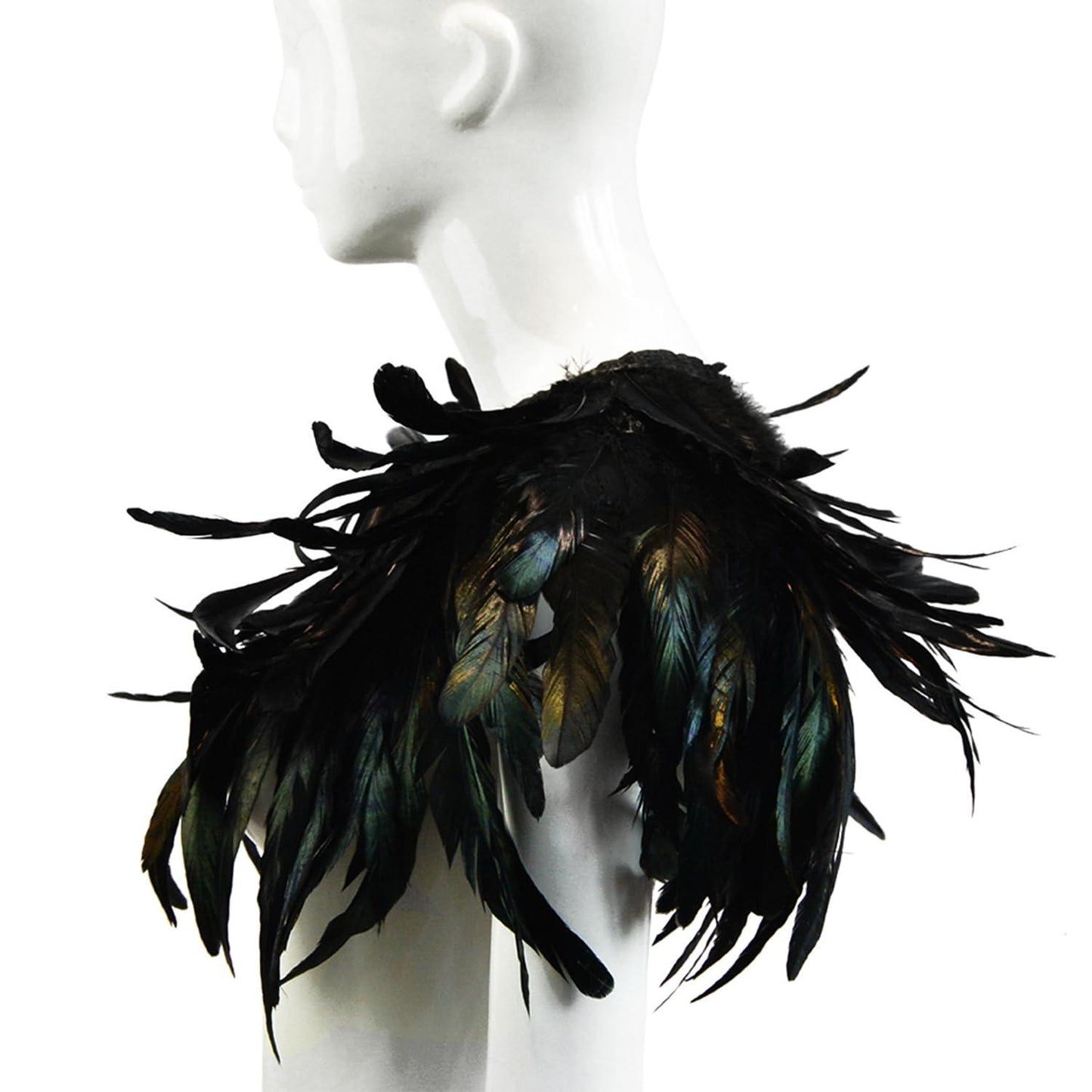HOMELEX Black Witch Feather Collar Crow Shawl Costume Halloween Swan Wings Accessories Cape for Women - HOMELEX