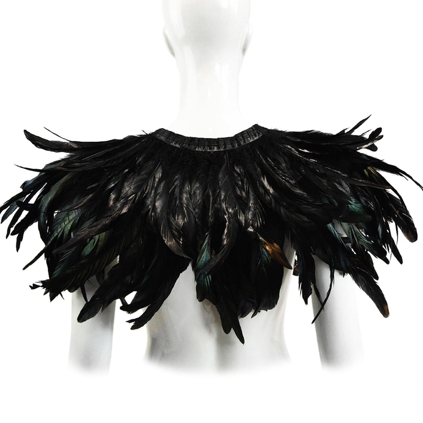 HOMELEX Black Witch Feather Collar Crow Shawl Costume Halloween Swan Wings Accessories Cape for Women - HOMELEX