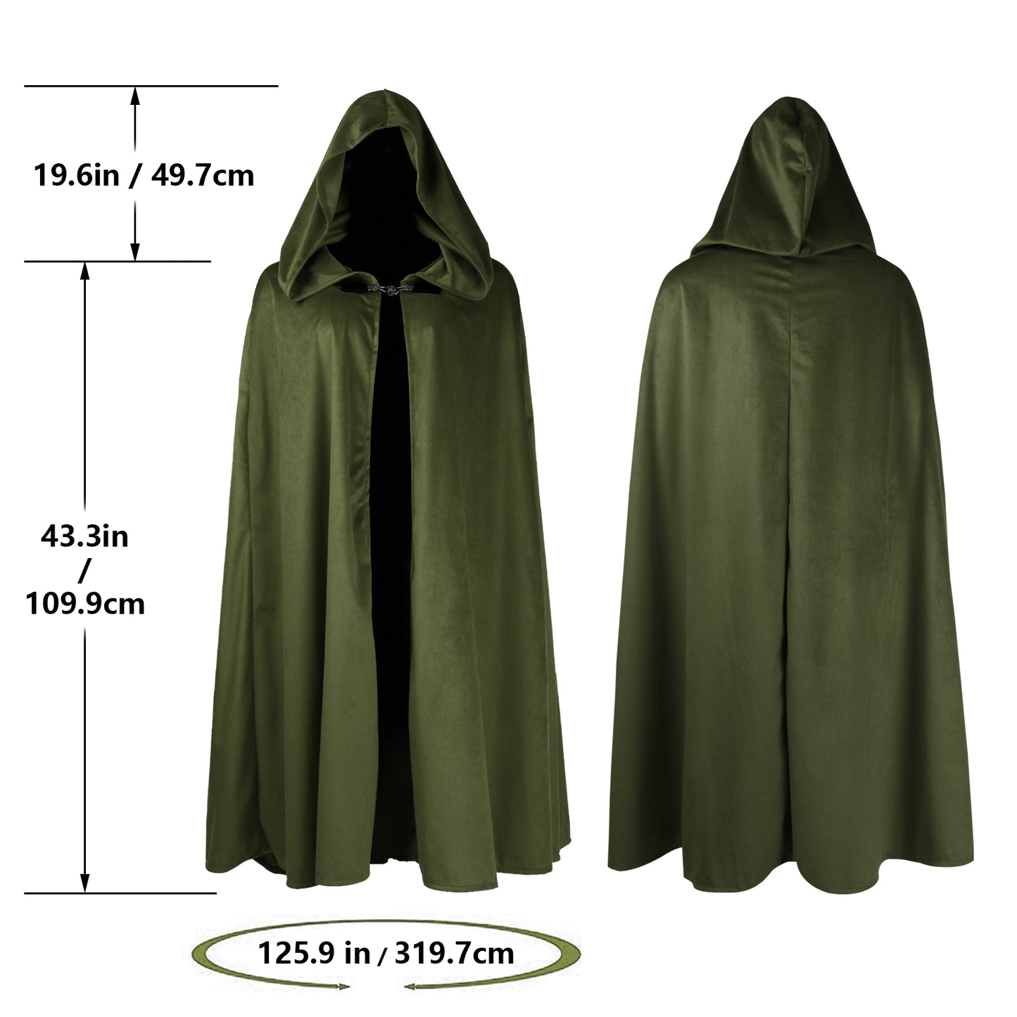 HOMELEX Hooded Cloak - Renaissance Medieval Hobbit Halloween Cosplay Cape for Men & Women