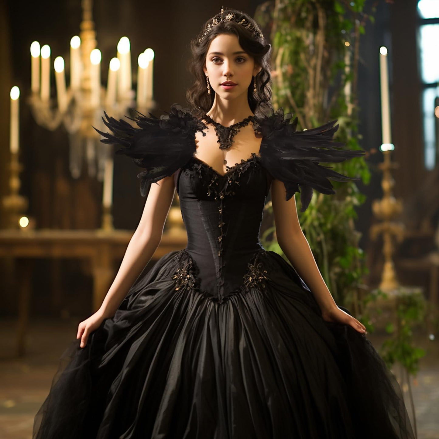 HOMELEX Shoulder Pad with Feathers Wings - Feather Harness Carnival Costumes for Women Masquerade Ball Raven Costume - HOMELEX