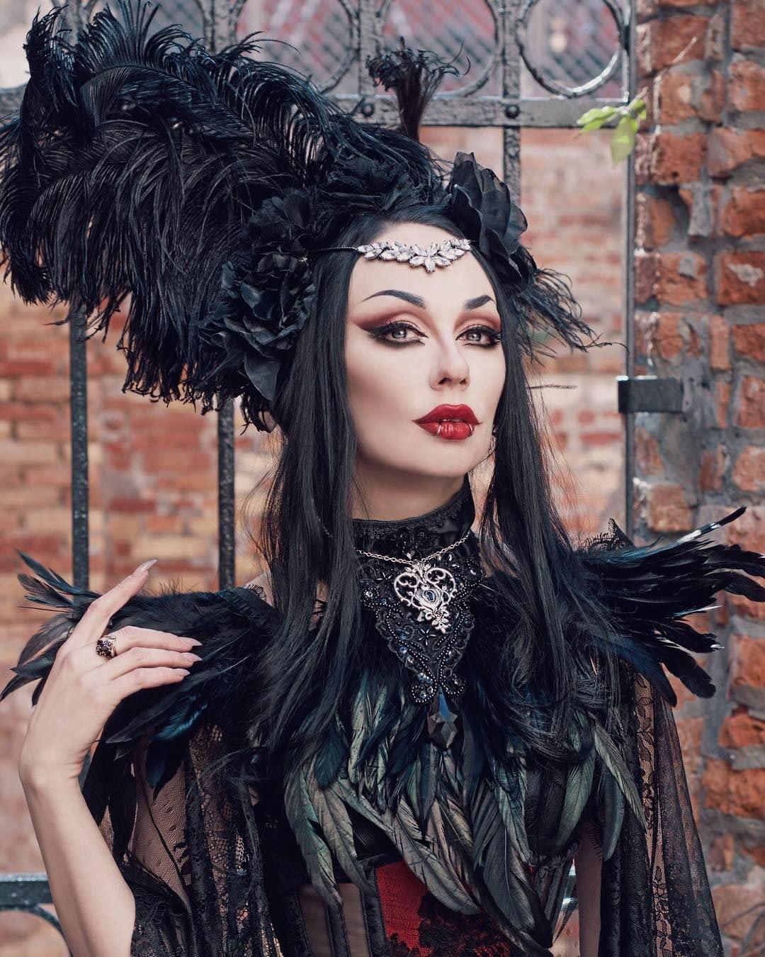HOMELEX Black Witch Feather Collar Crow Shawl Costume Halloween Swan Wings Accessories Cape for Women - HOMELEX