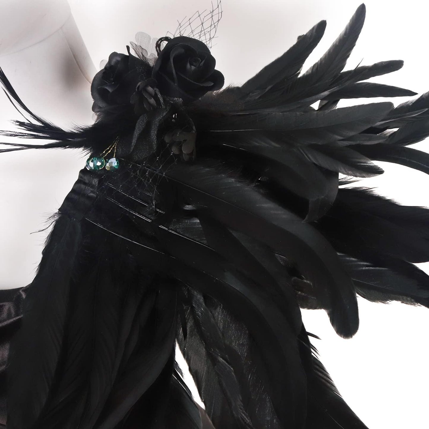 HOMELEX Shoulder Pad with Feathers Wings - Feather Harness Carnival Costumes for Women Masquerade Ball Raven Costume - HOMELEX