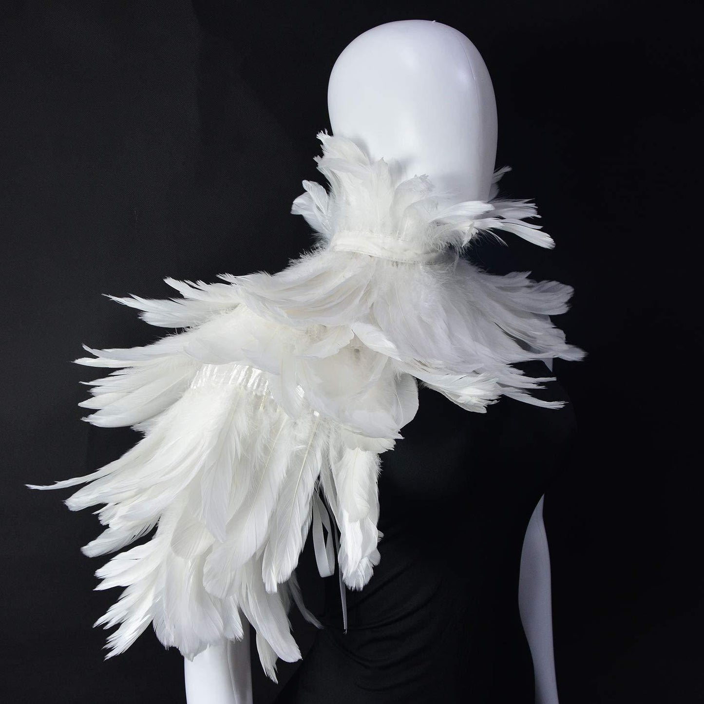 Feather Cape Shawl Costume Black Witch Wings Collar Adult Crow Neck - HOMELEX