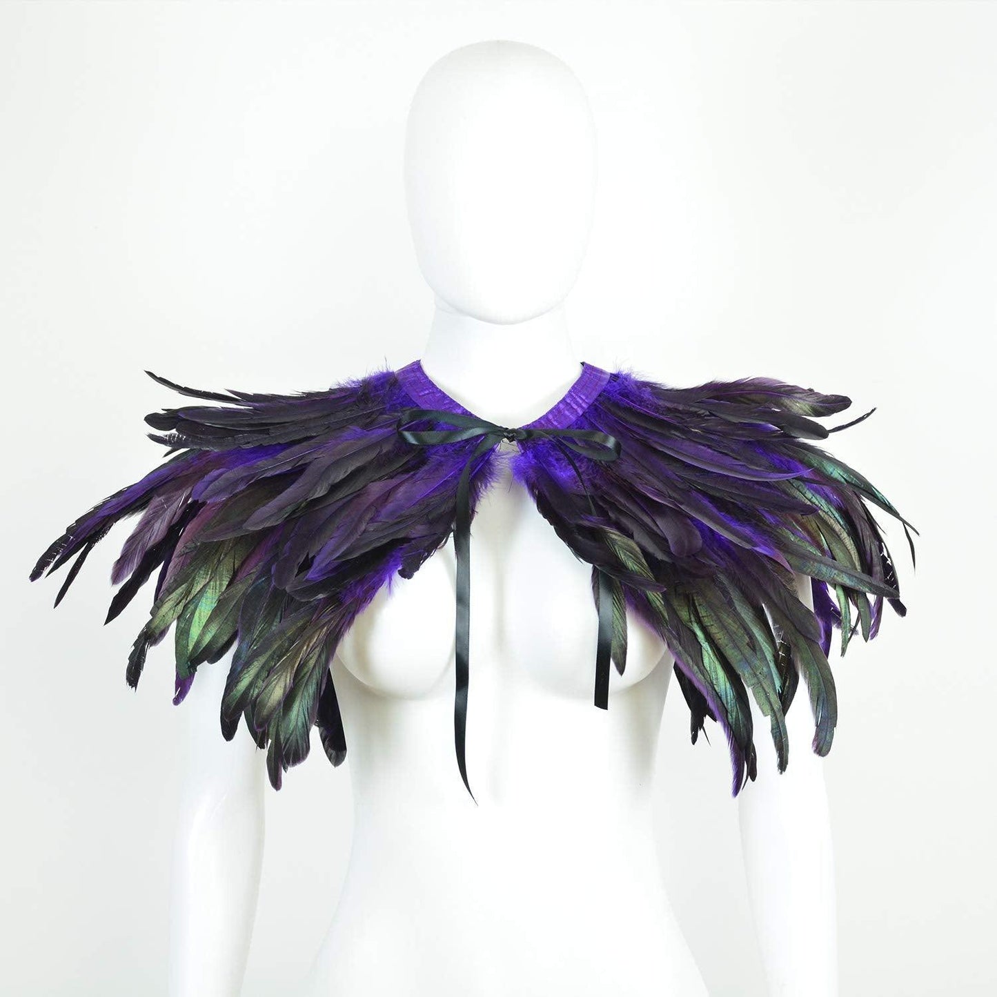 Feather Shawl for Women - Crow Feathers Collar Halloween Swan Cape Witch Costume Accessories - HOMELEX